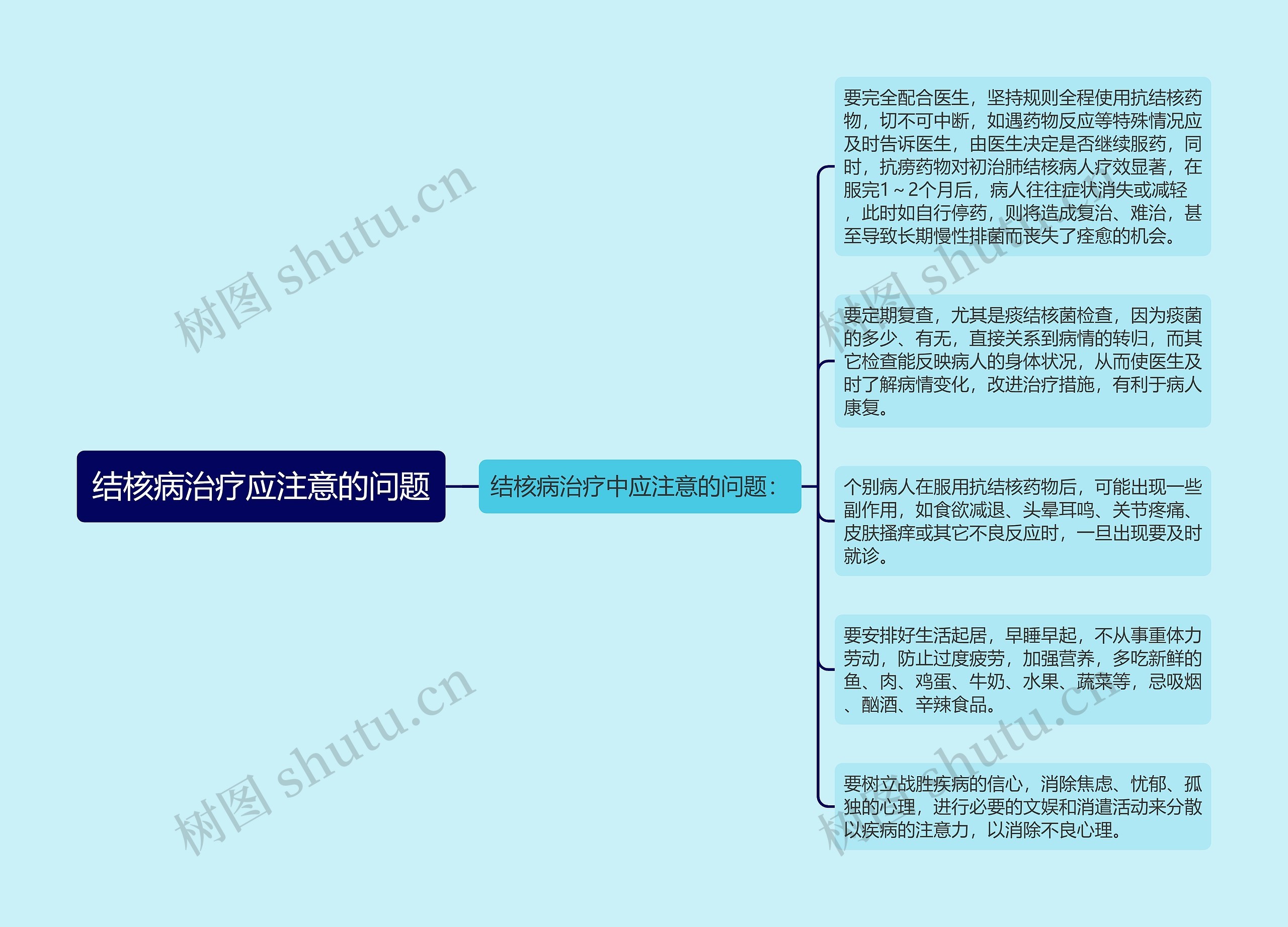 结核病治疗应注意的问题思维导图