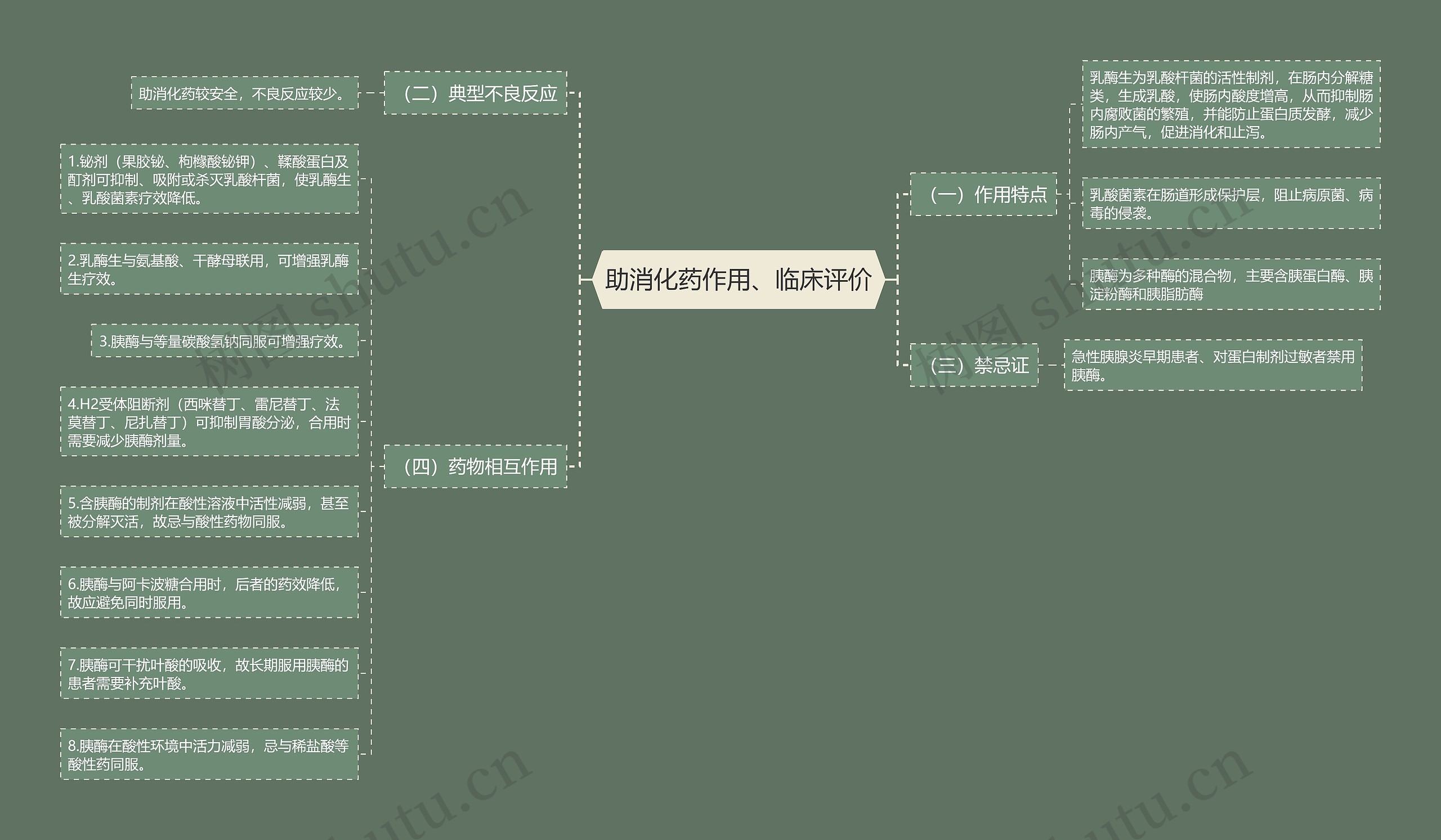 助消化药作用、临床评价思维导图