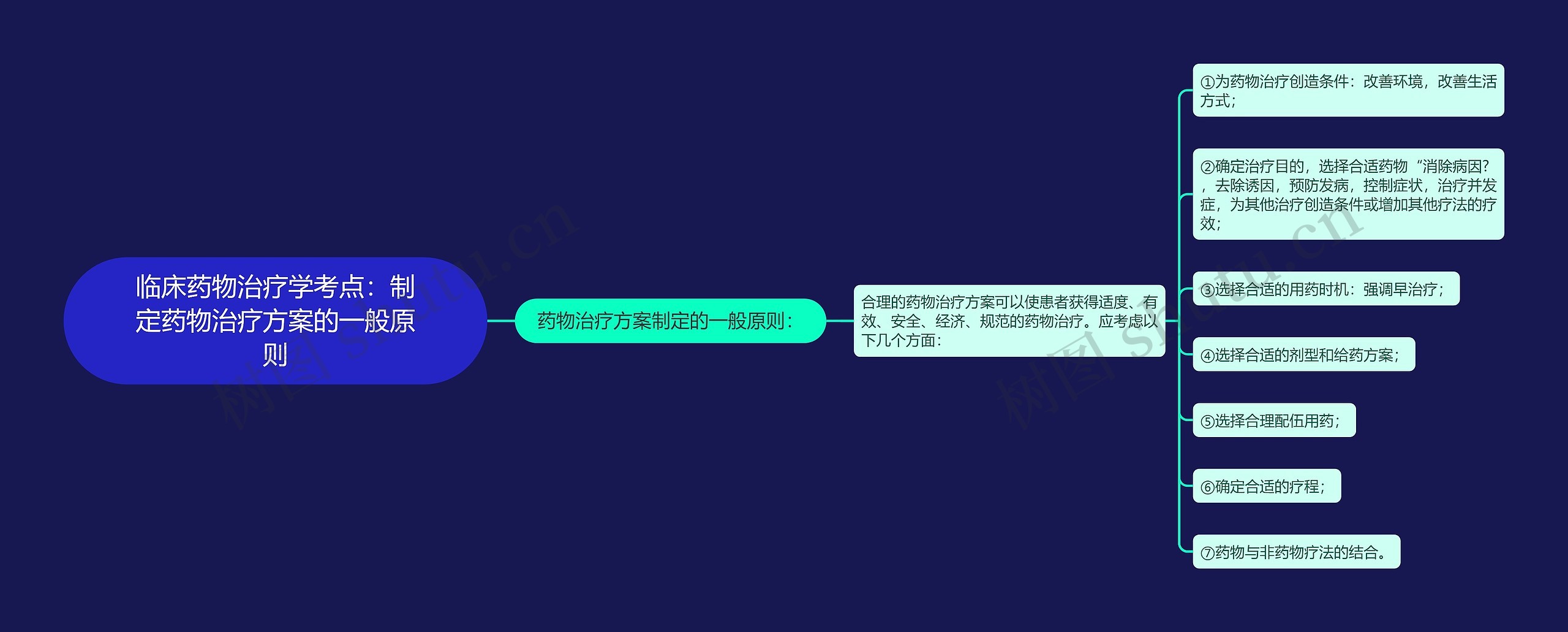 临床药物治疗学考点：制定药物治疗方案的一般原则思维导图