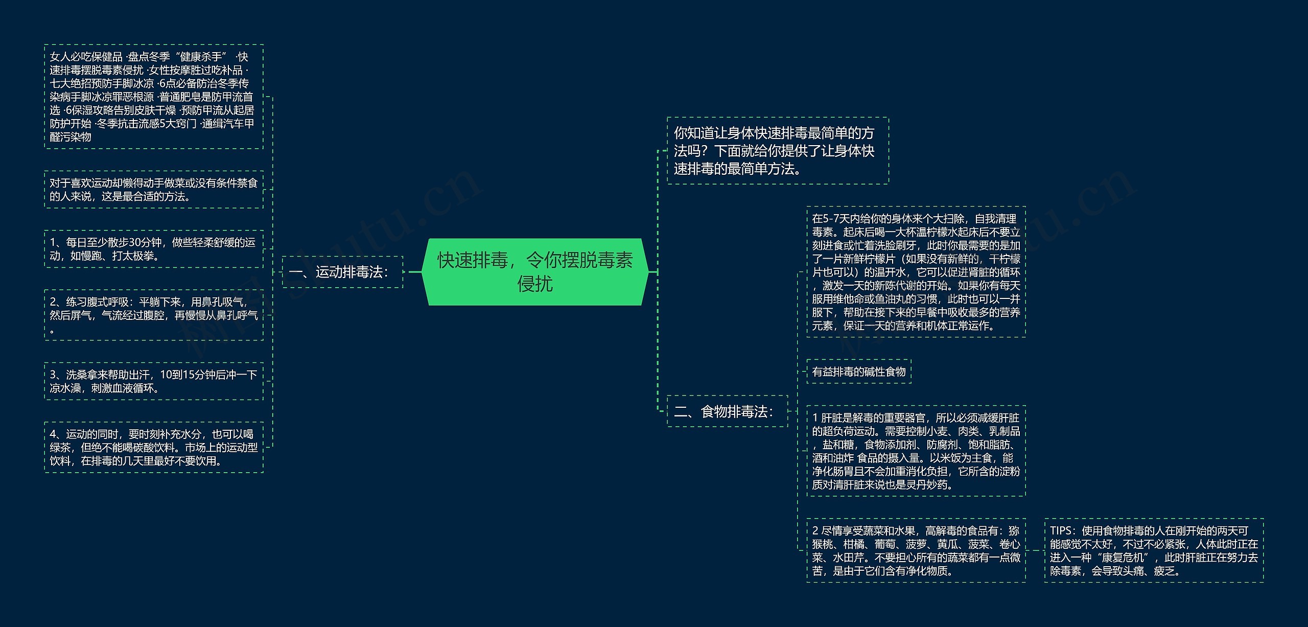 快速排毒，令你摆脱毒素侵扰思维导图