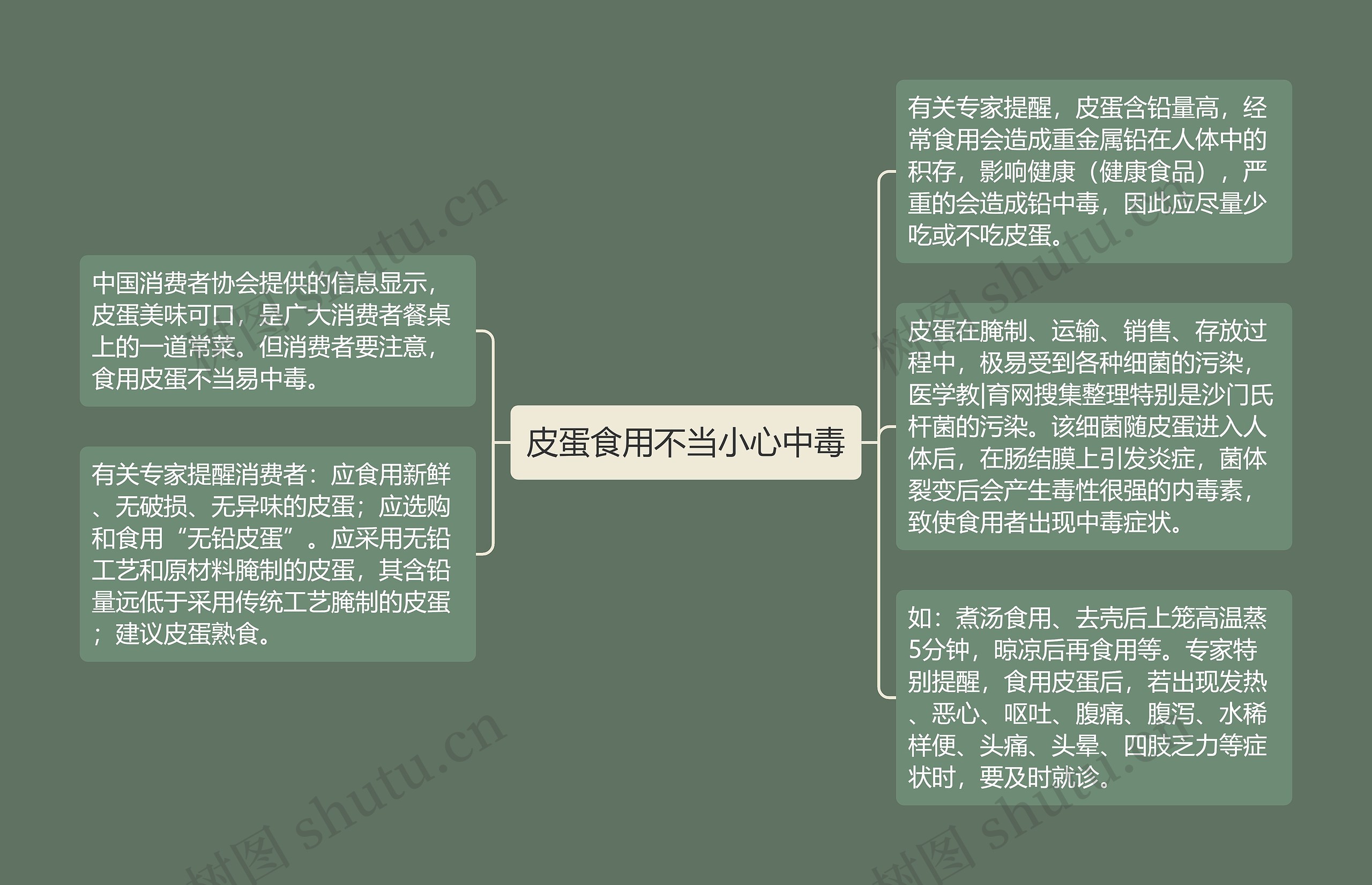 皮蛋食用不当小心中毒思维导图