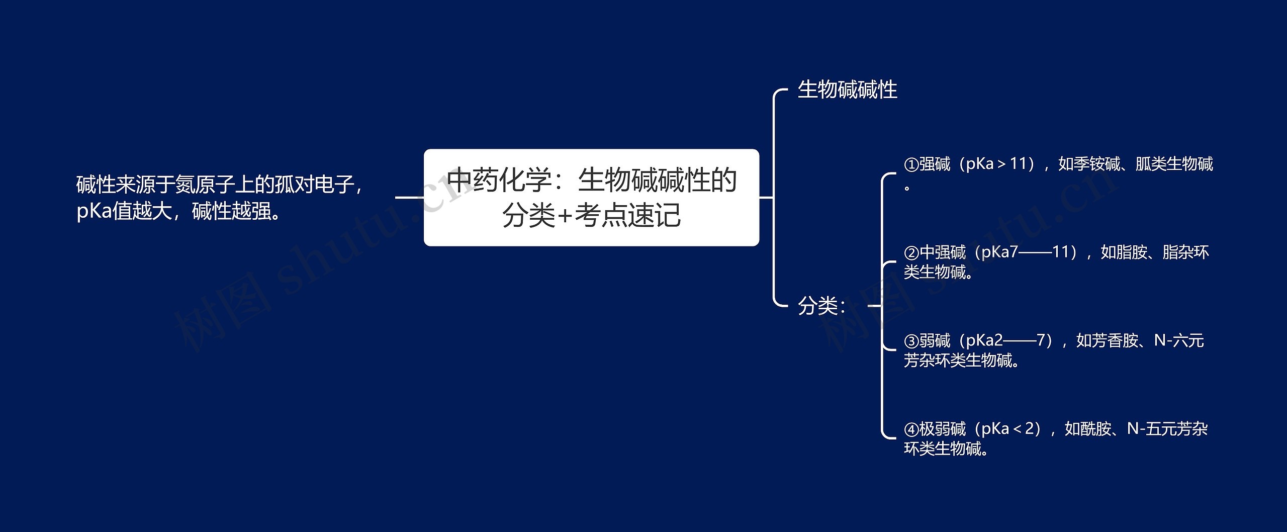 中药化学：生物碱碱性的分类+考点速记思维导图