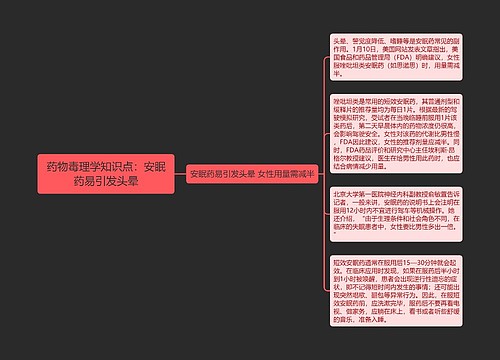 药物毒理学知识点：安眠药易引发头晕