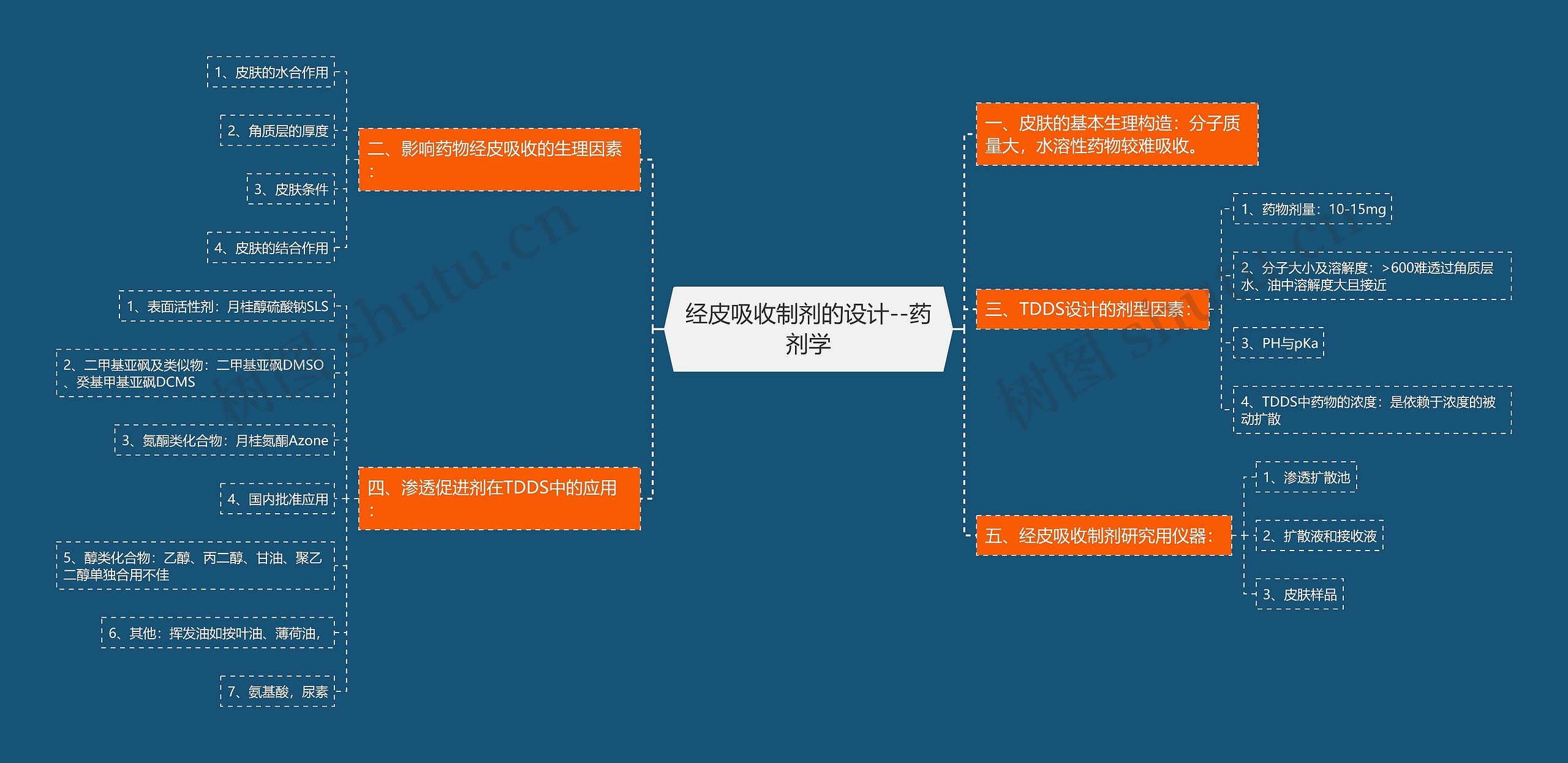 经皮吸收制剂的设计--药剂学思维导图