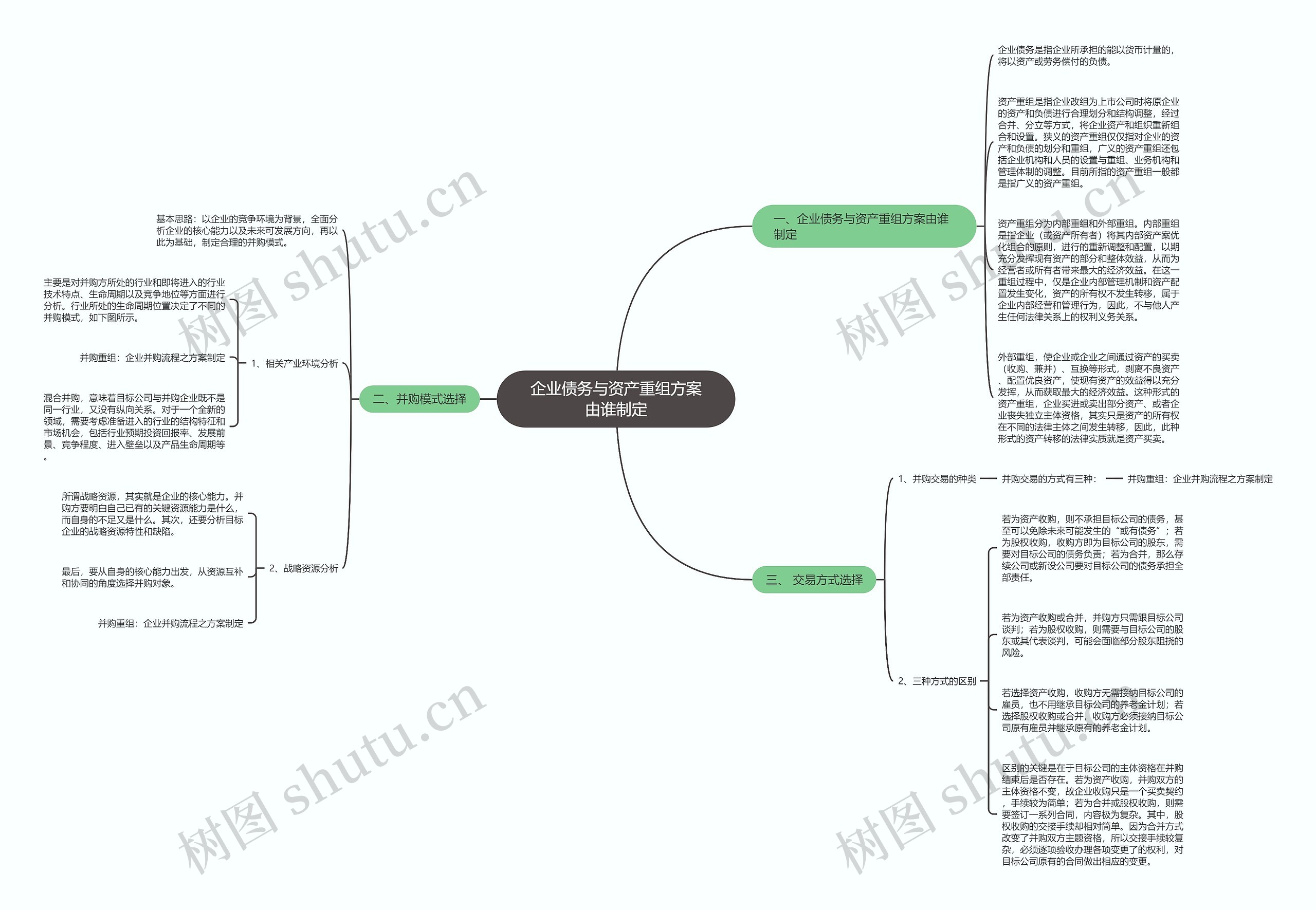 企业债务与资产重组方案由谁制定思维导图