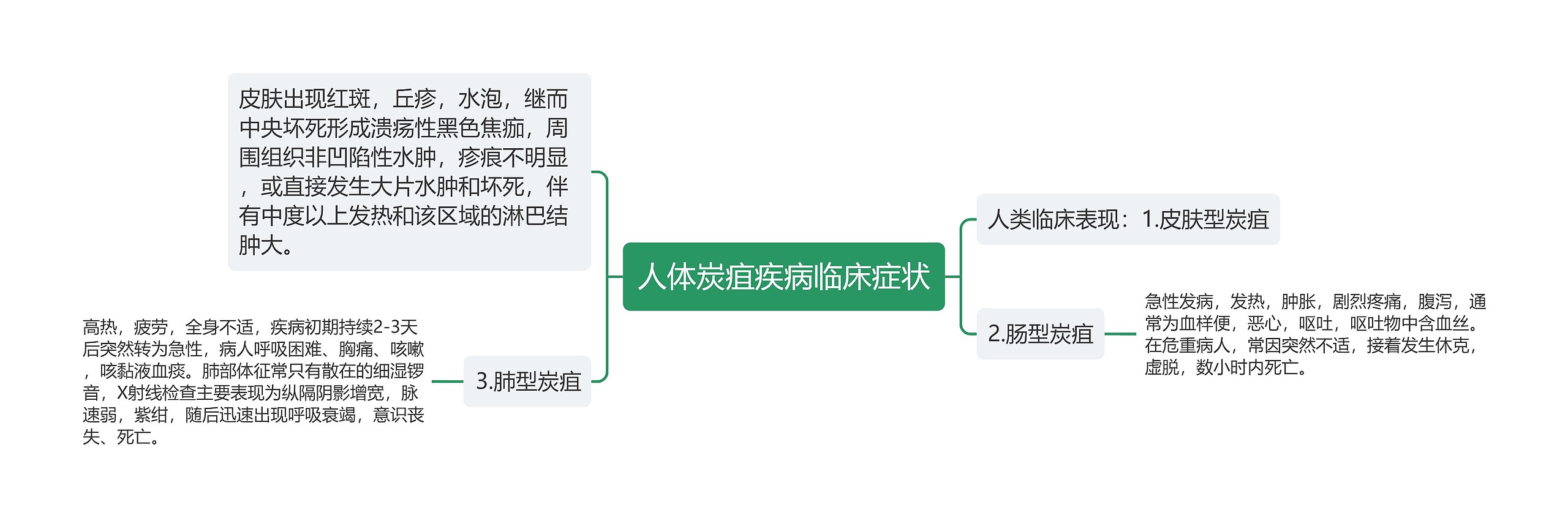 人体炭疽疾病临床症状思维导图