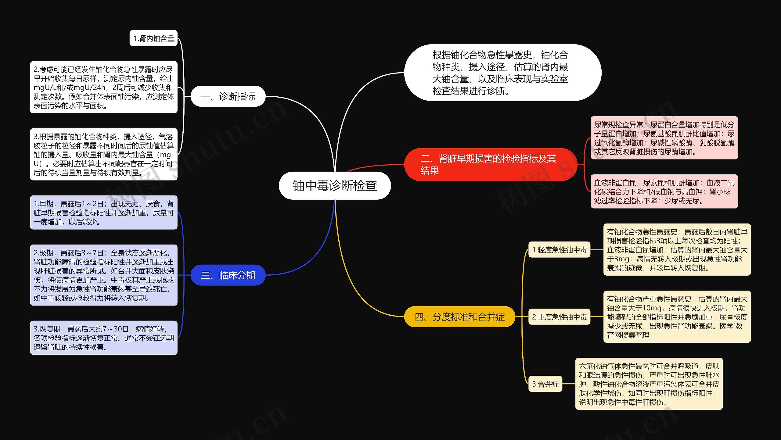 铀中毒诊断检查思维导图