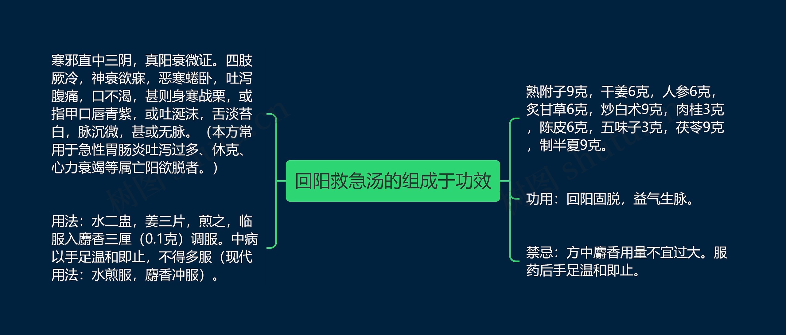 回阳救急汤的组成于功效思维导图