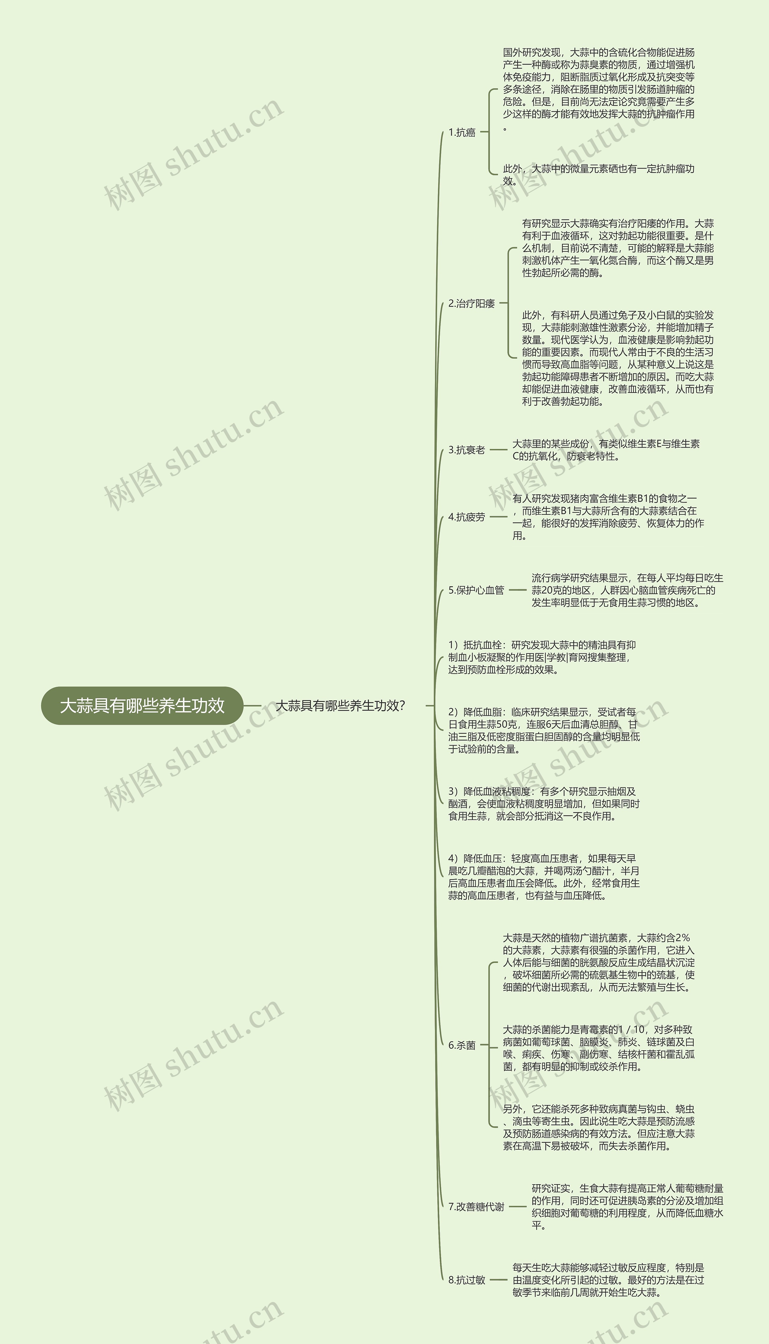 大蒜具有哪些养生功效思维导图