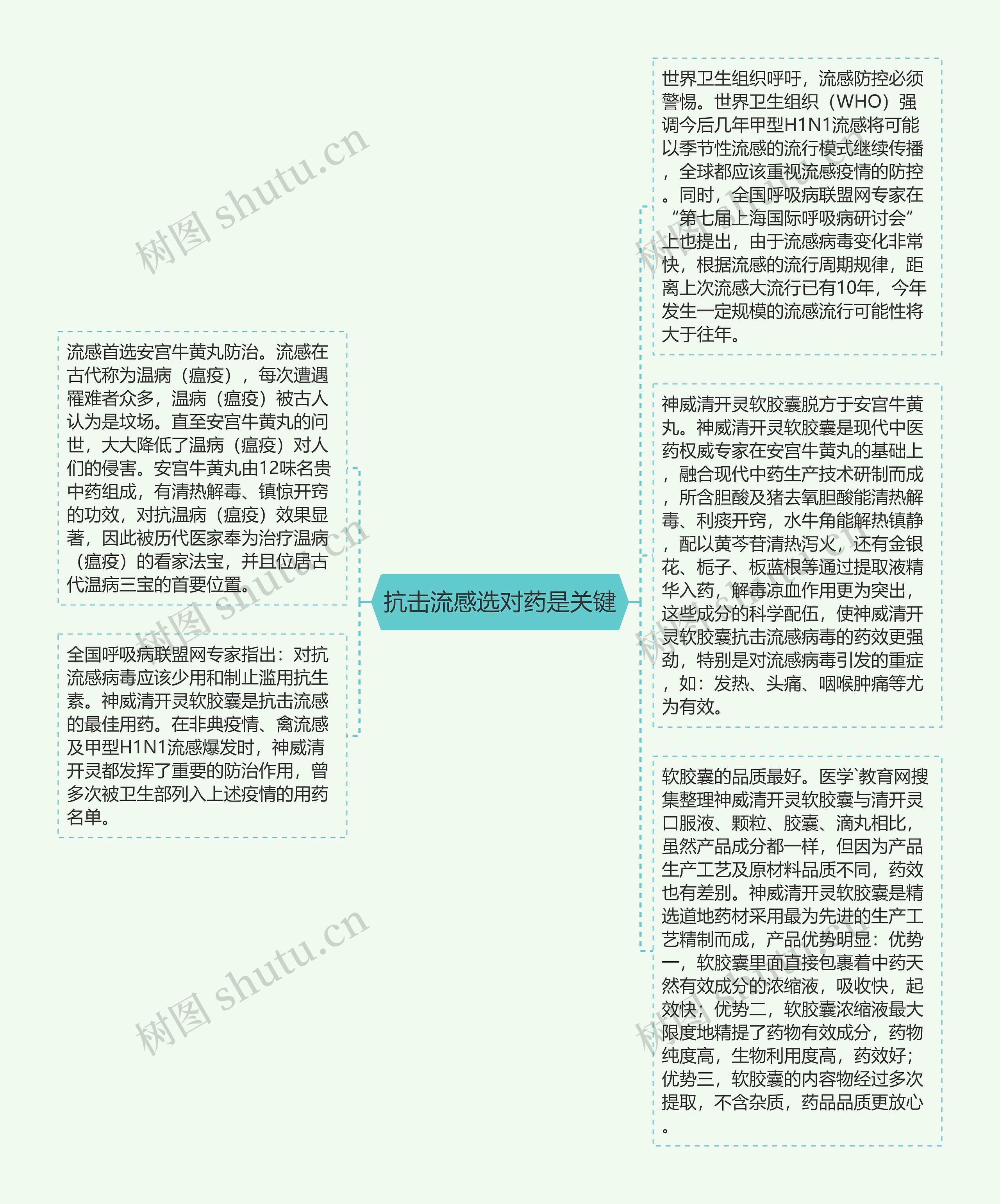 抗击流感选对药是关键思维导图