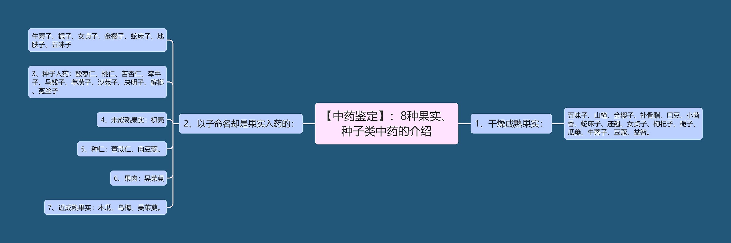 【中药鉴定】：8种果实、种子类中药的介绍思维导图