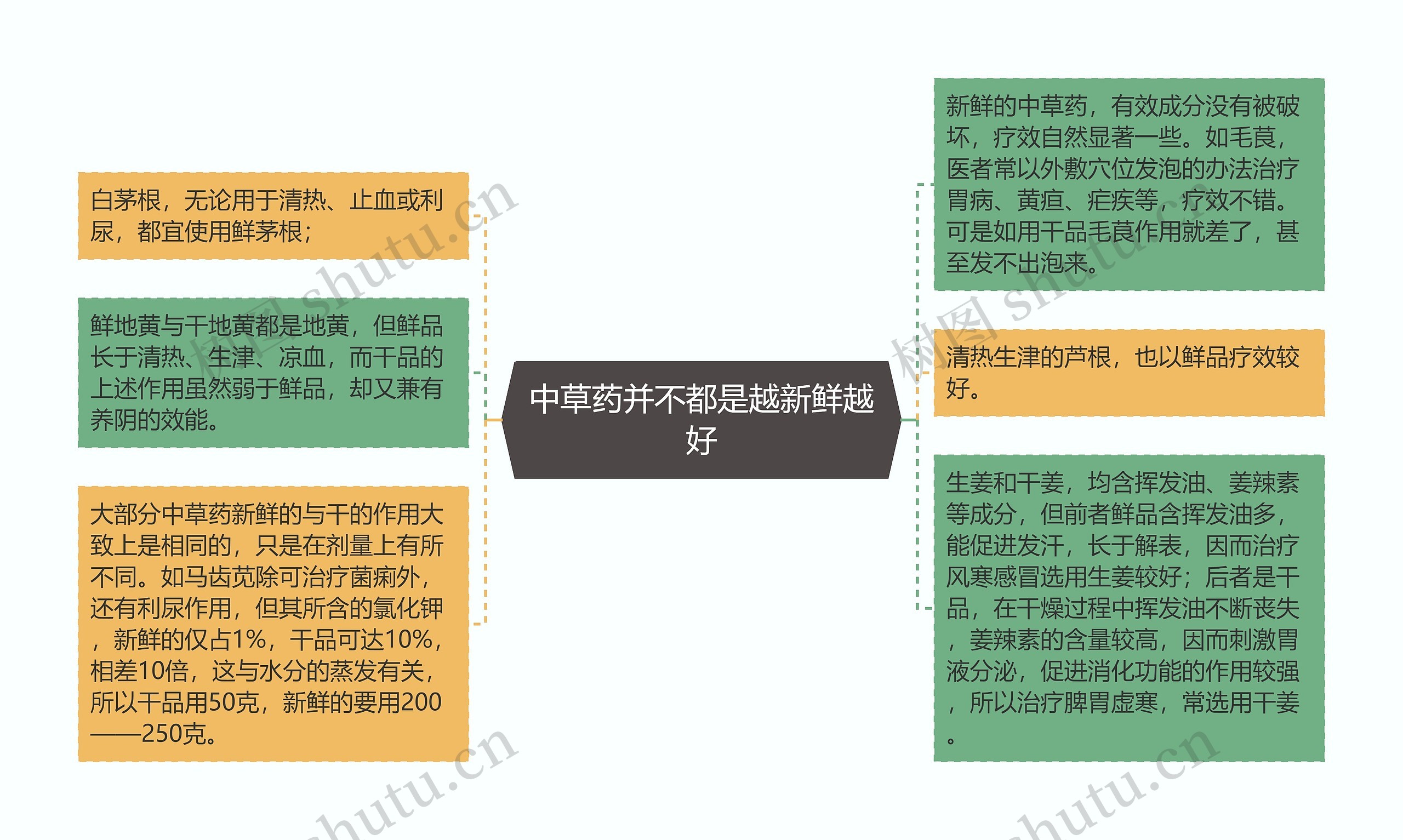 中草药并不都是越新鲜越好思维导图