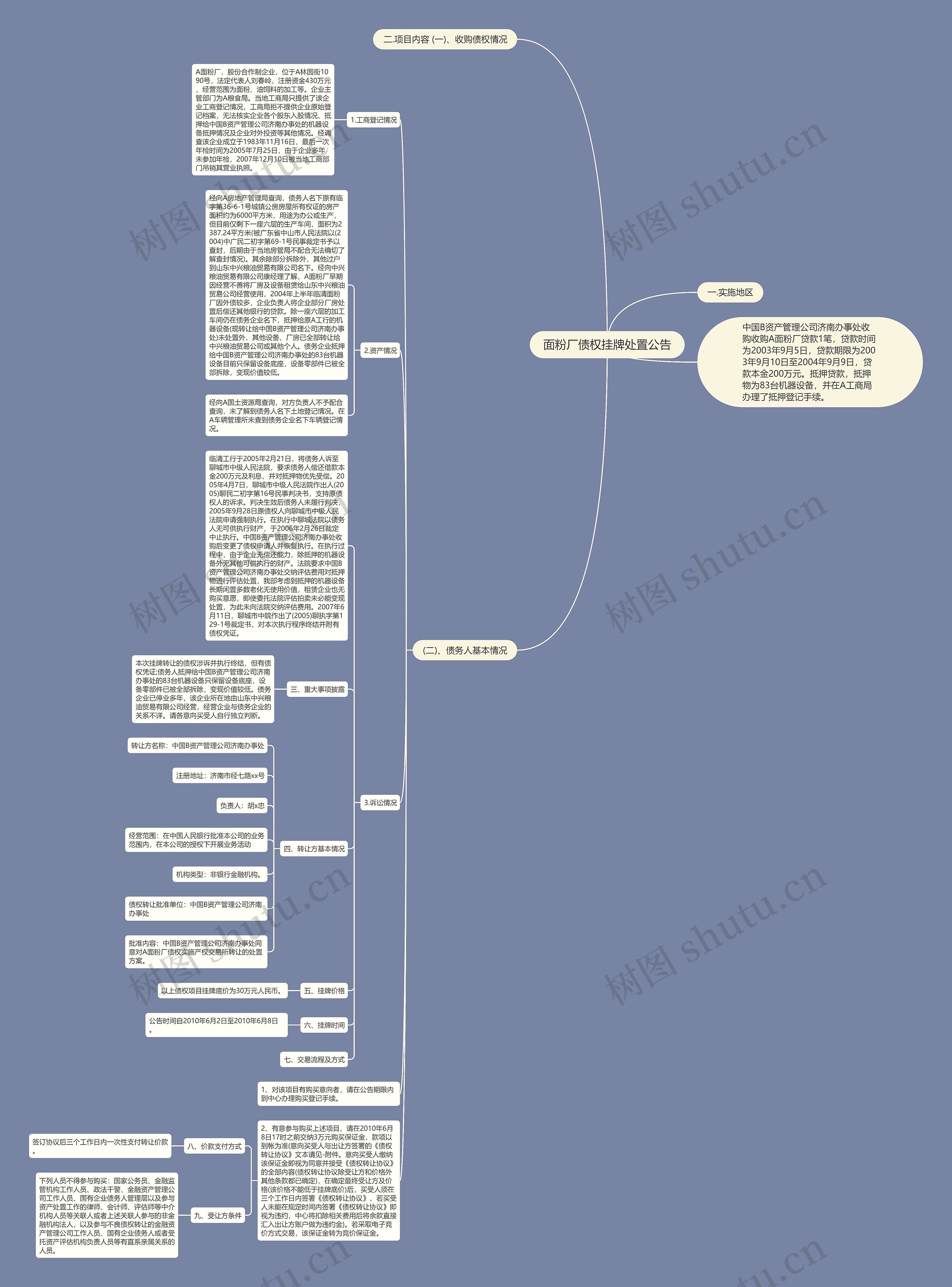 面粉厂债权挂牌处置公告思维导图