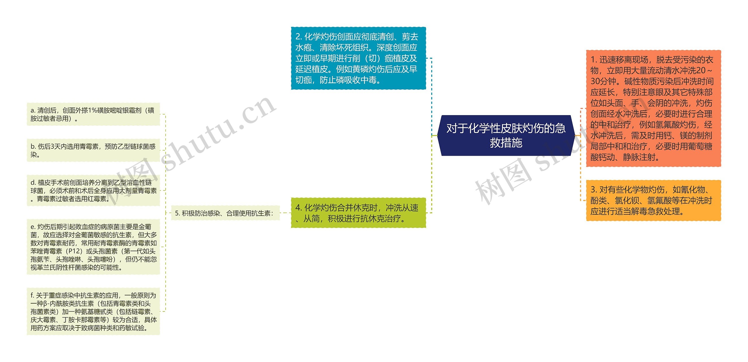 对于化学性皮肤灼伤的急救措施思维导图