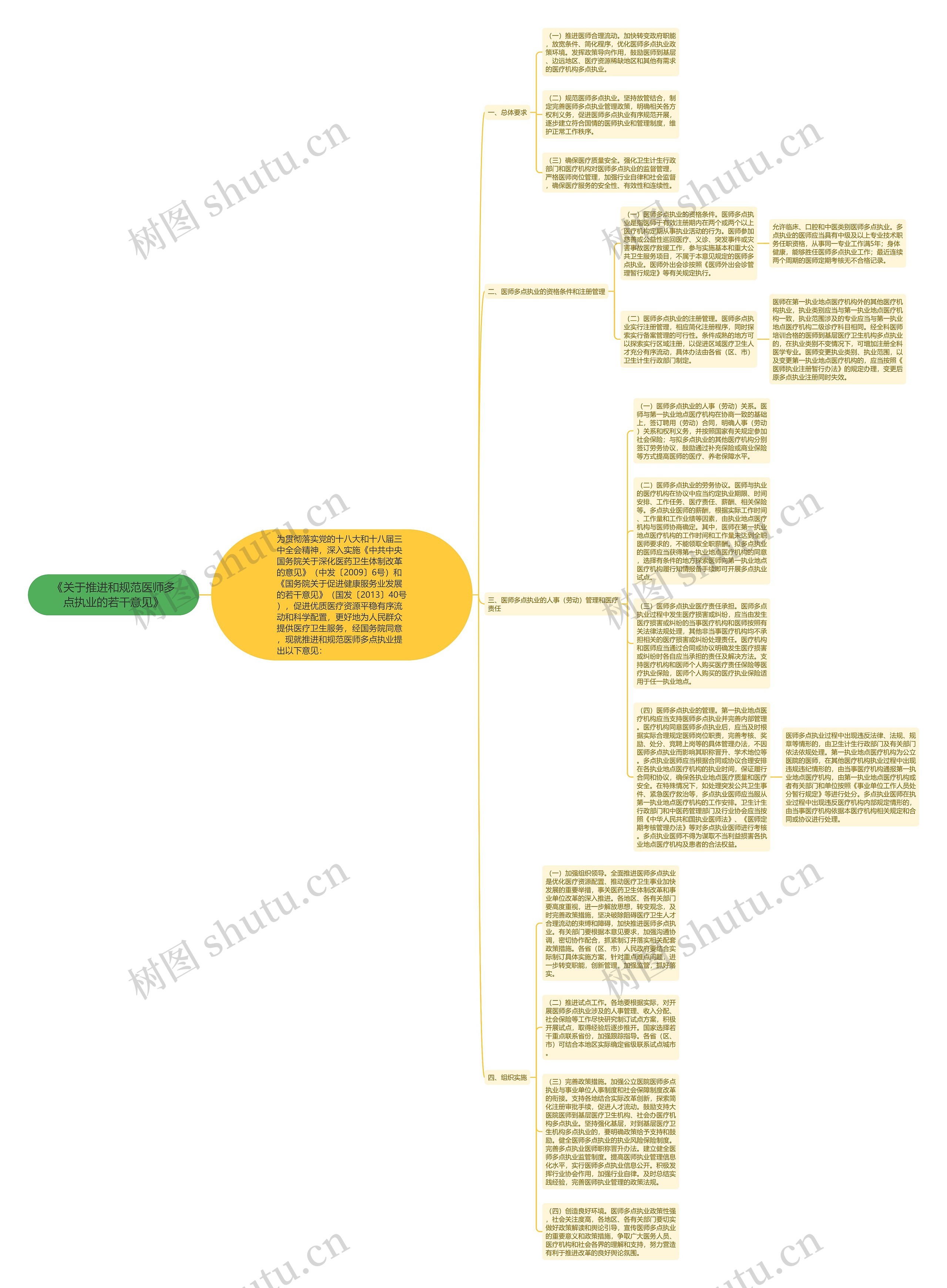 《关于推进和规范医师多点执业的若干意见》思维导图