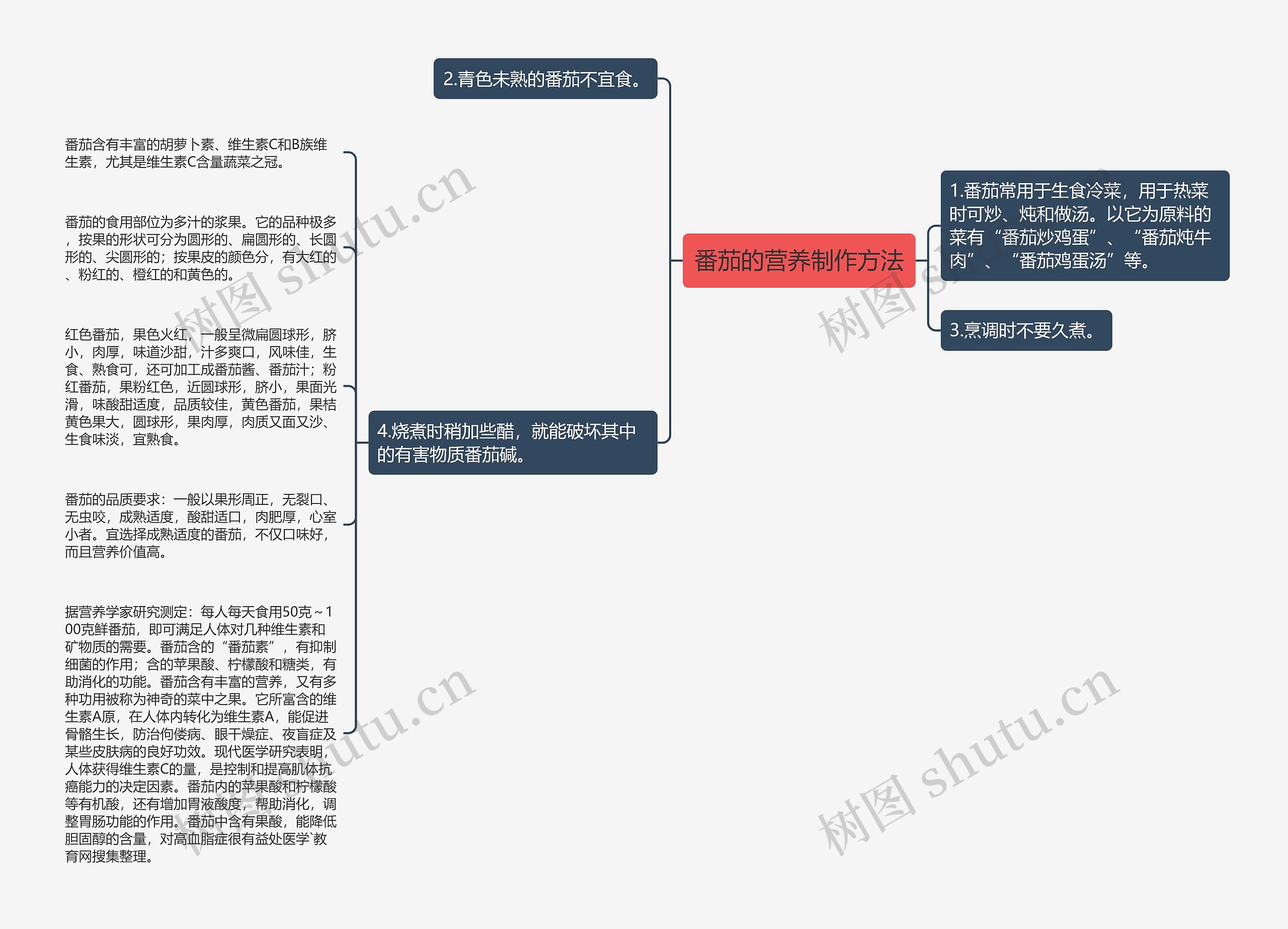 番茄的营养制作方法思维导图