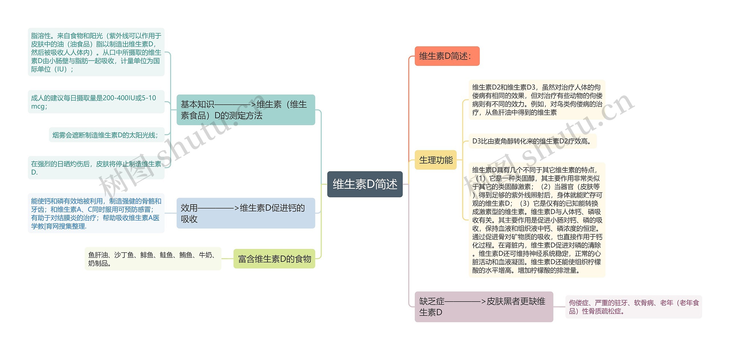 维生素D简述思维导图