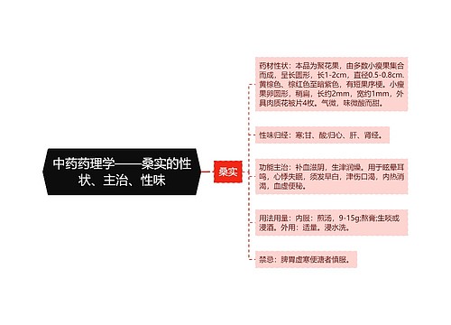 中药药理学——桑实的性状、主治、性味