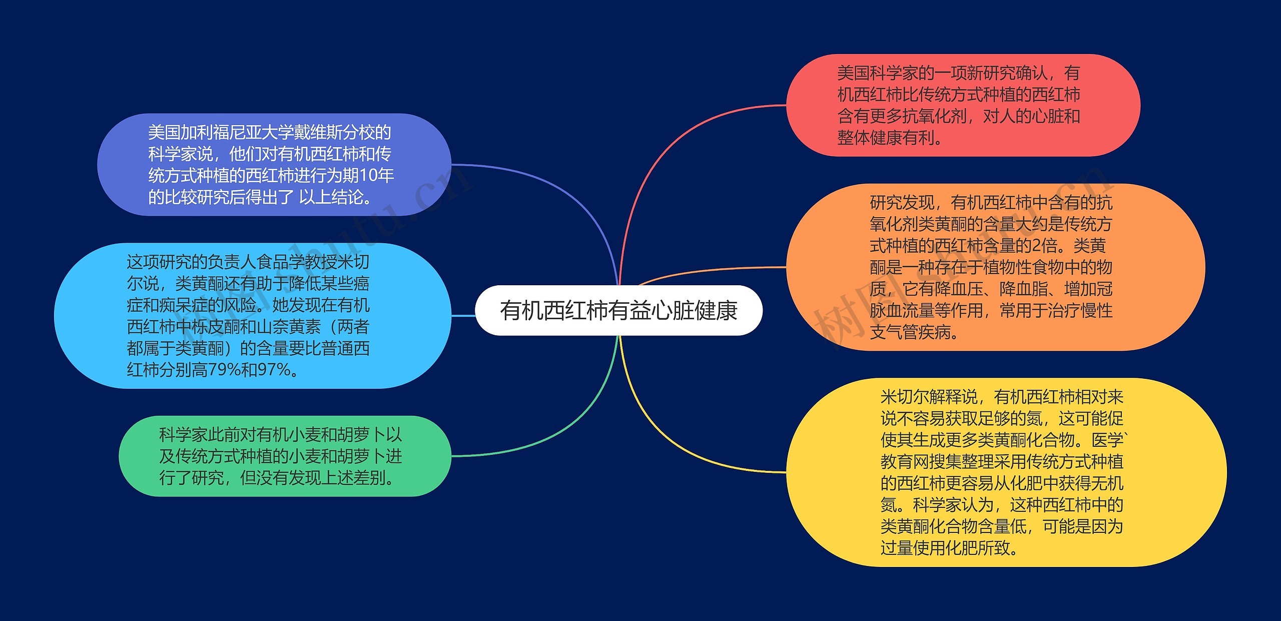 有机西红柿有益心脏健康思维导图