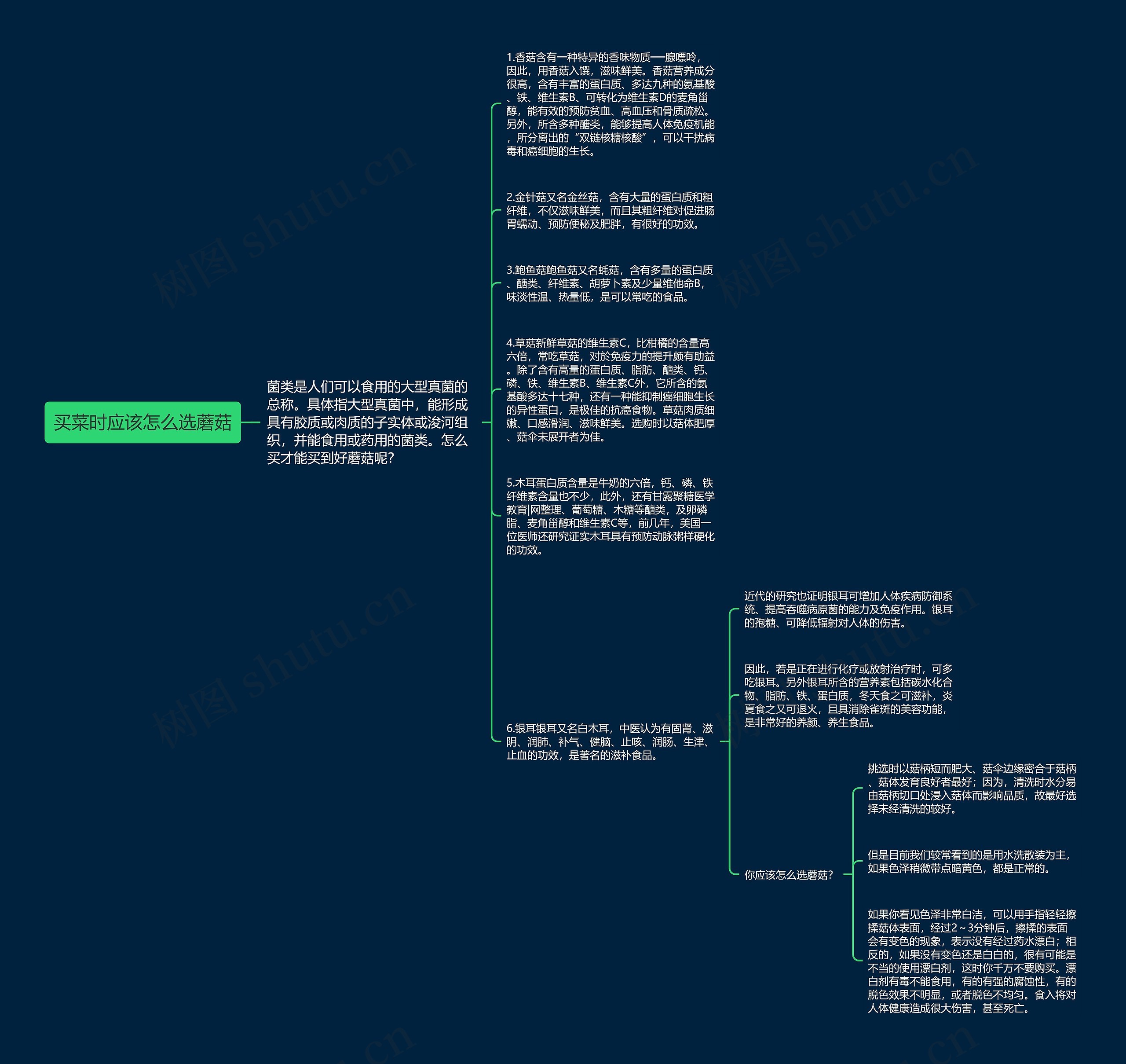买菜时应该怎么选蘑菇思维导图