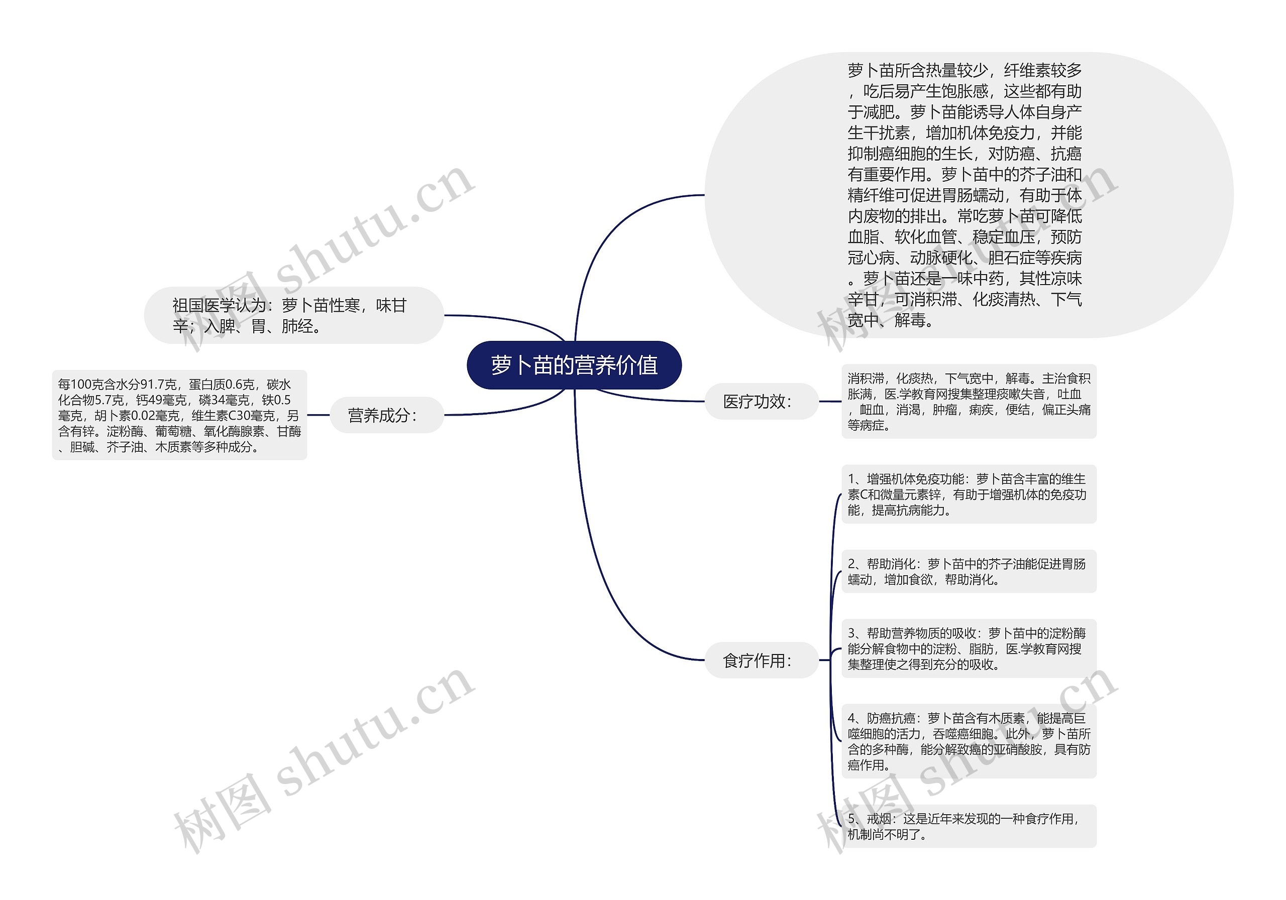 萝卜苗的营养价值思维导图