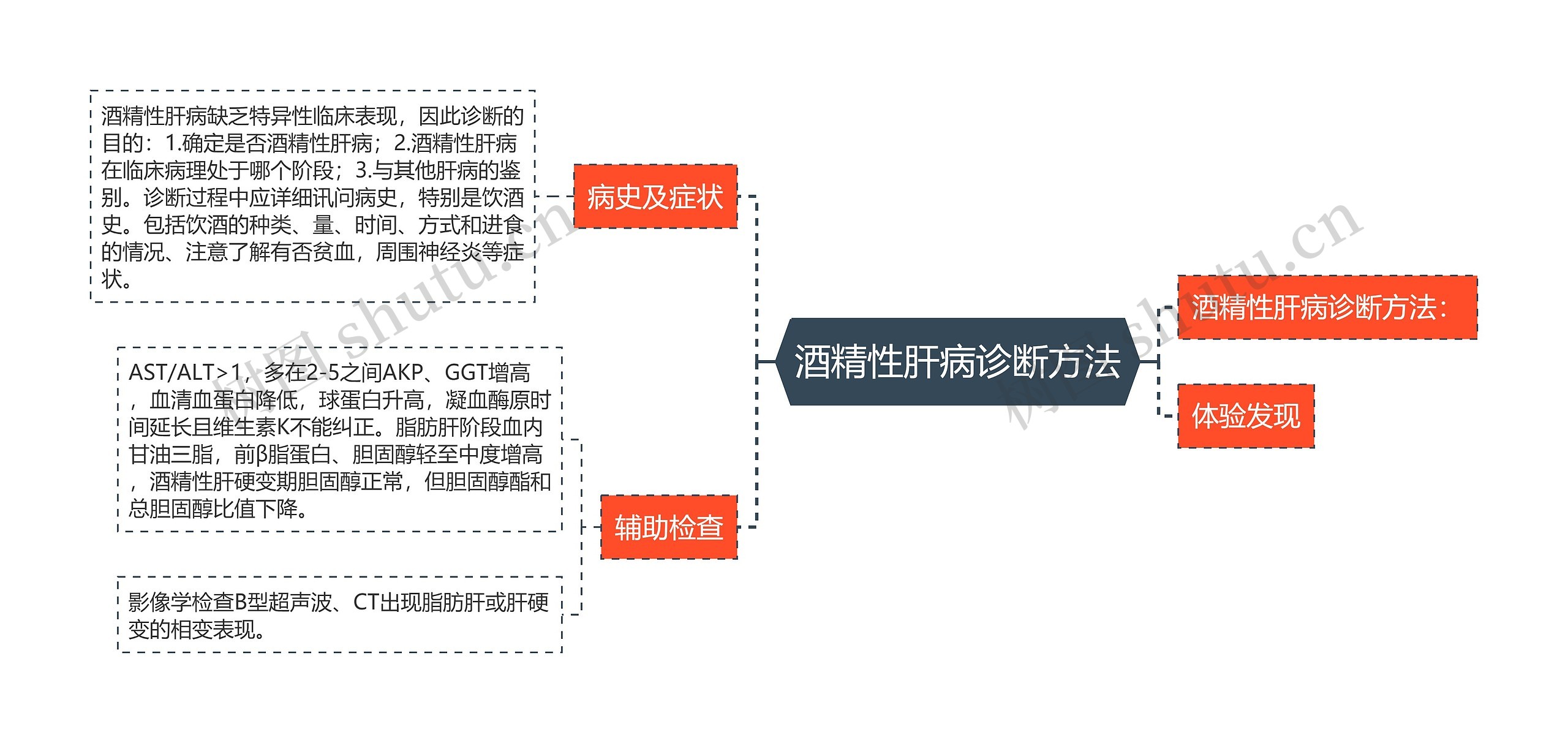 酒精性肝病诊断方法思维导图