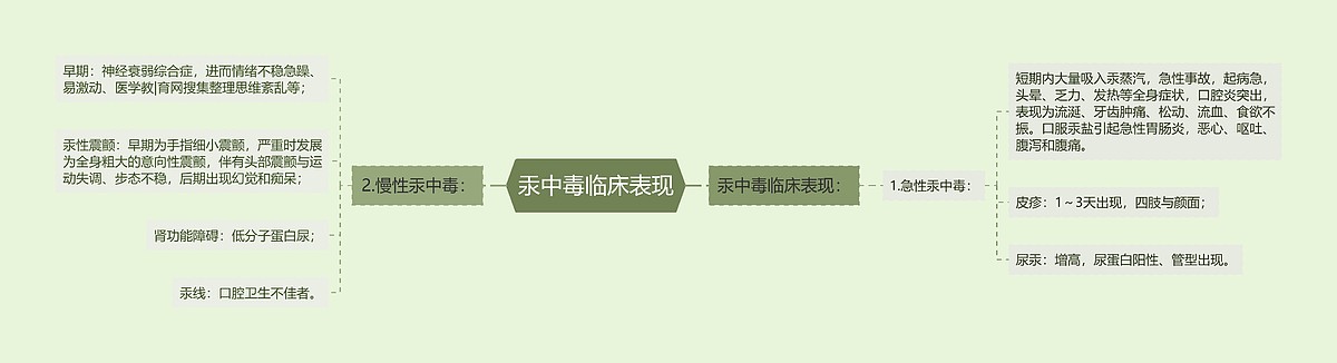 汞中毒临床表现思维导图_编号p7257449-TreeMind树图