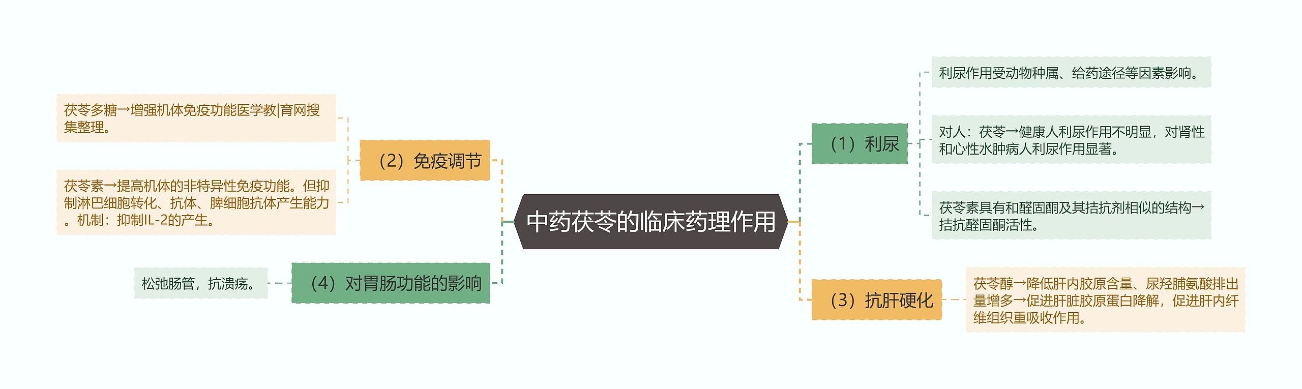 中药茯苓的临床药理作用思维导图