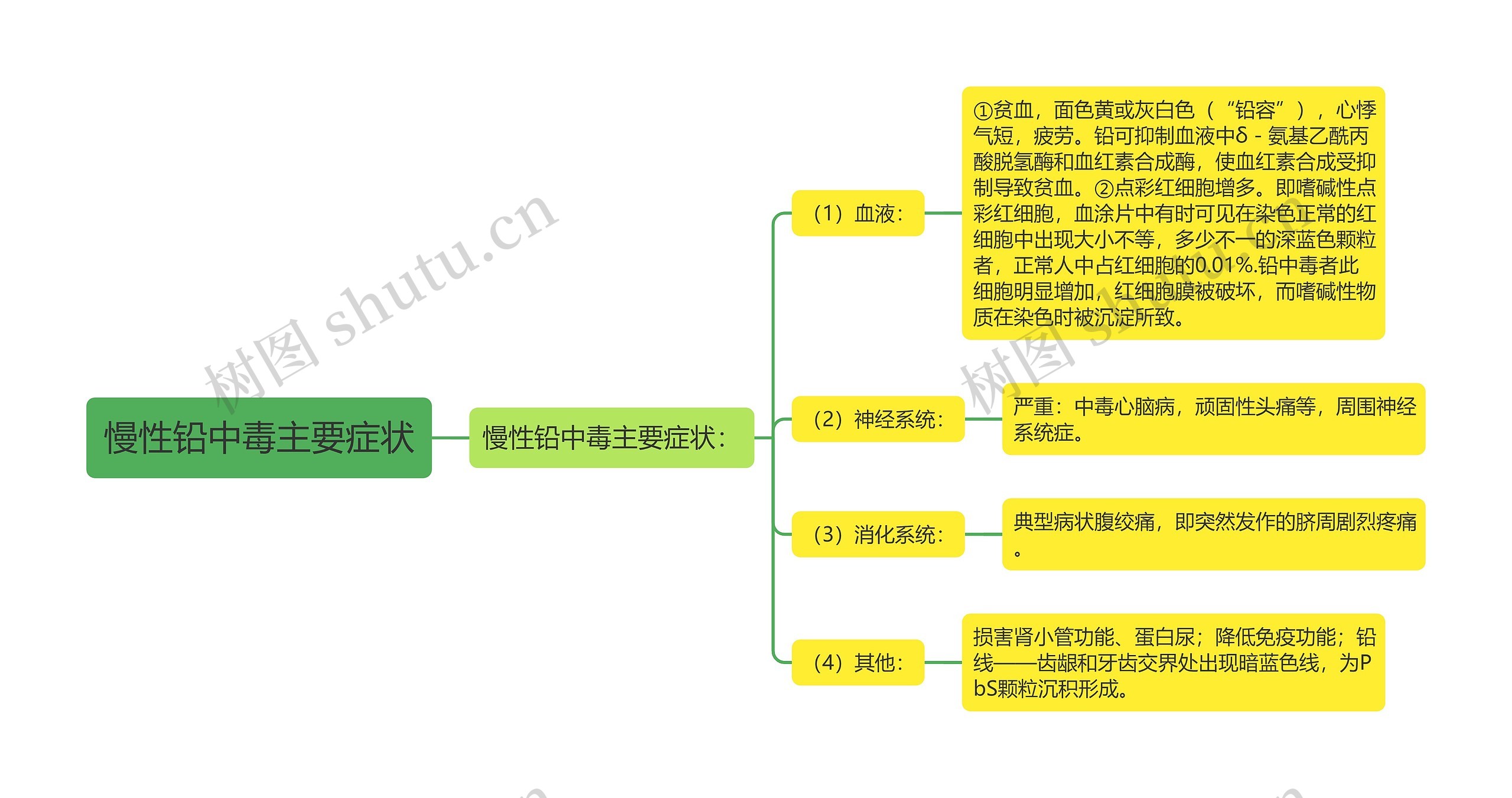 慢性铅中毒主要症状思维导图