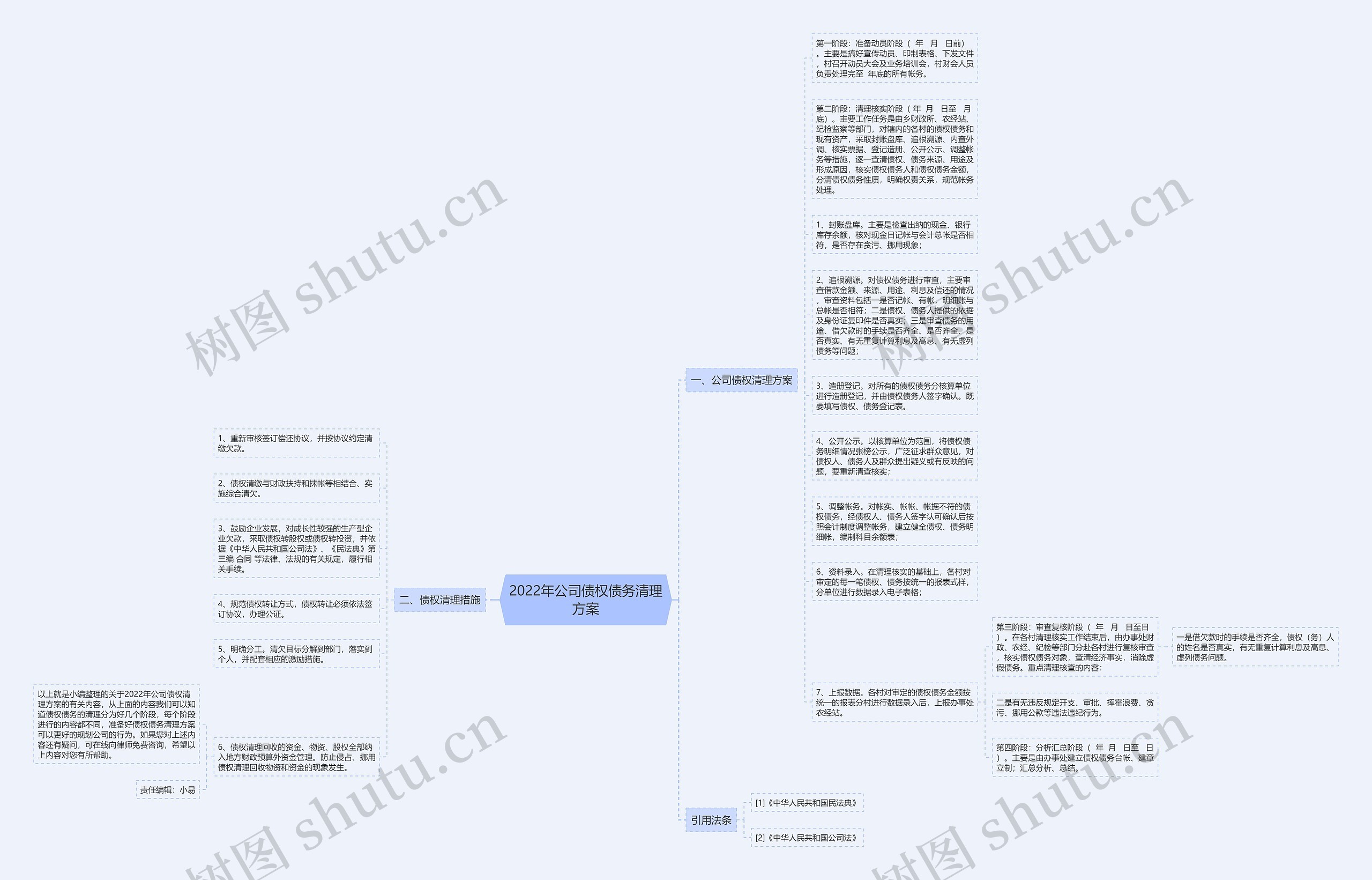 2022年公司债权债务清理方案思维导图