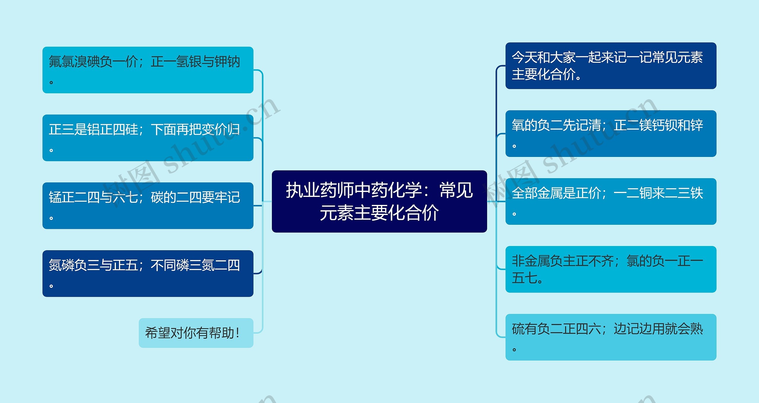 执业药师中药化学：常见元素主要化合价思维导图