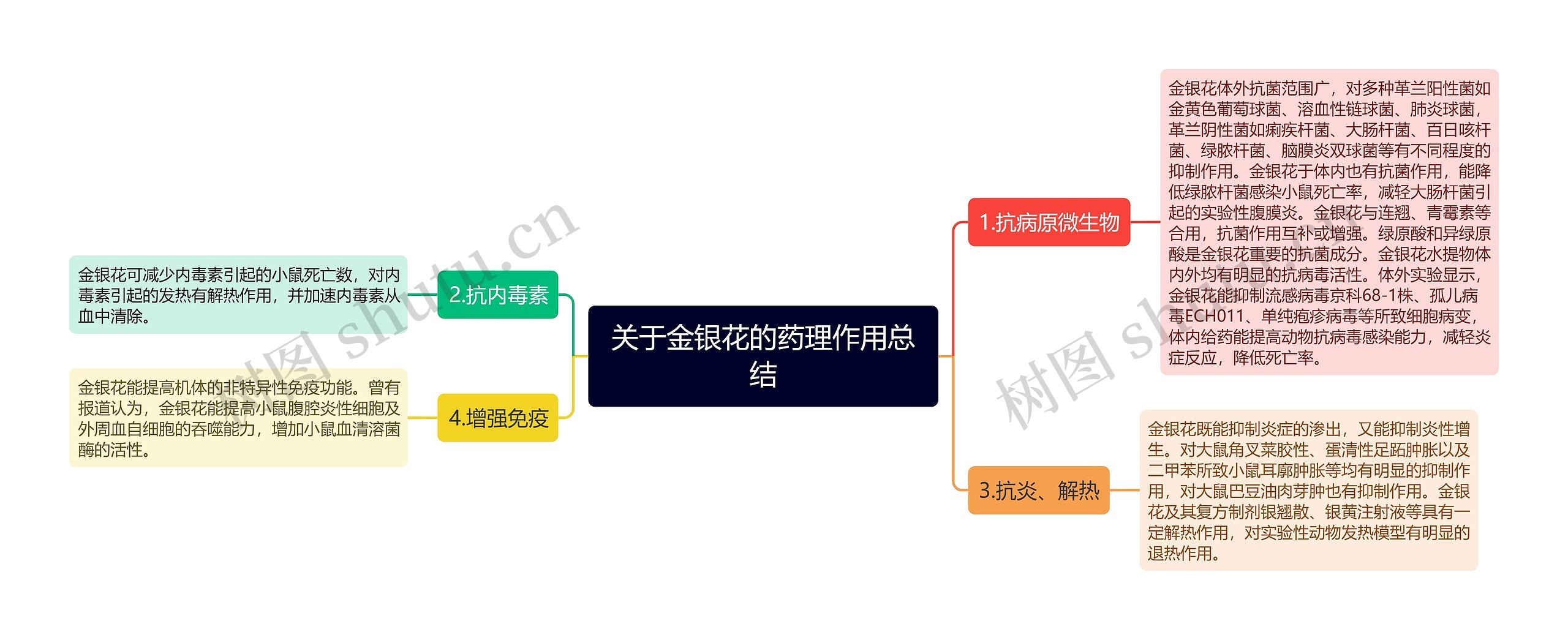 关于金银花的药理作用总结思维导图