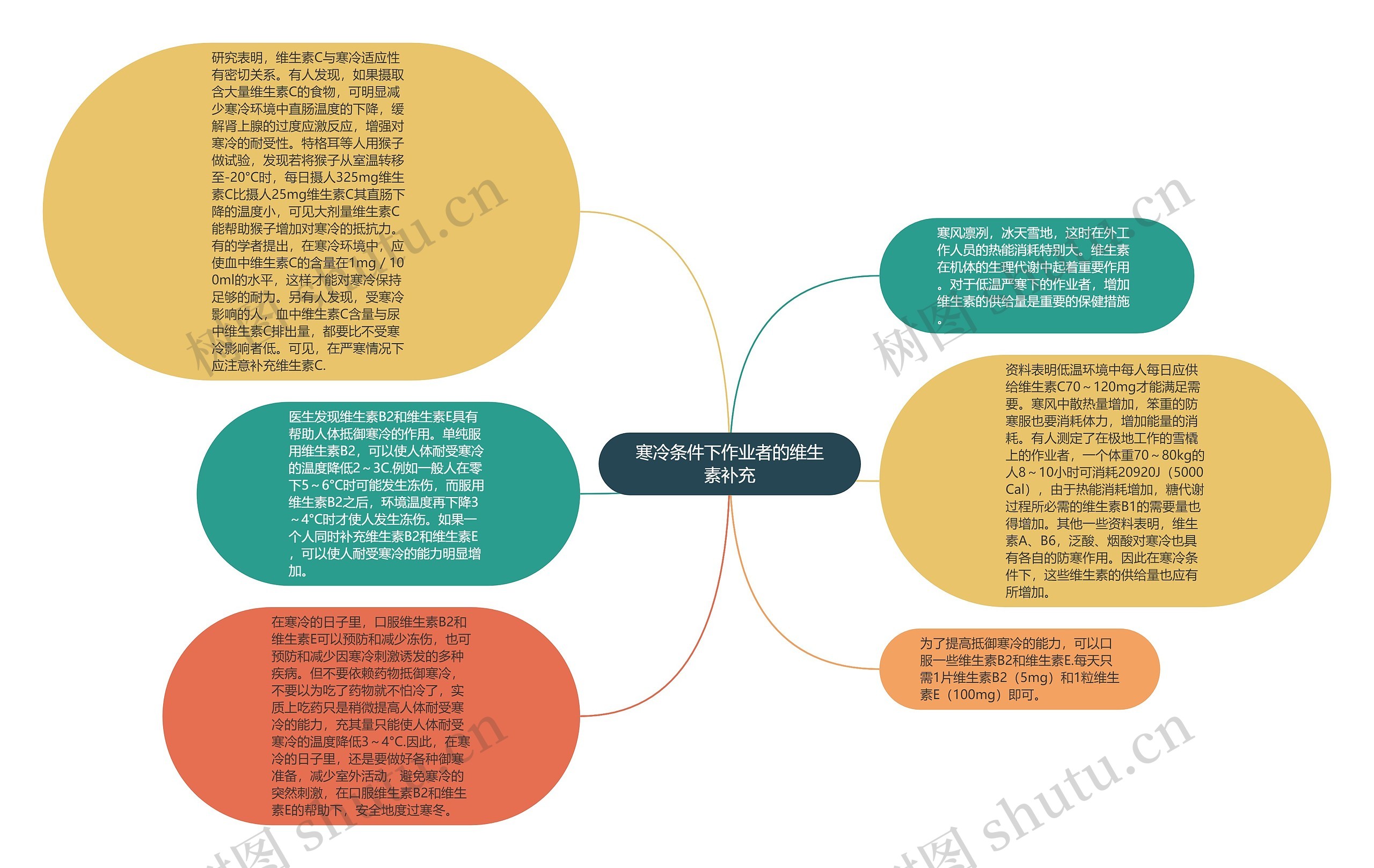 寒冷条件下作业者的维生素补充思维导图