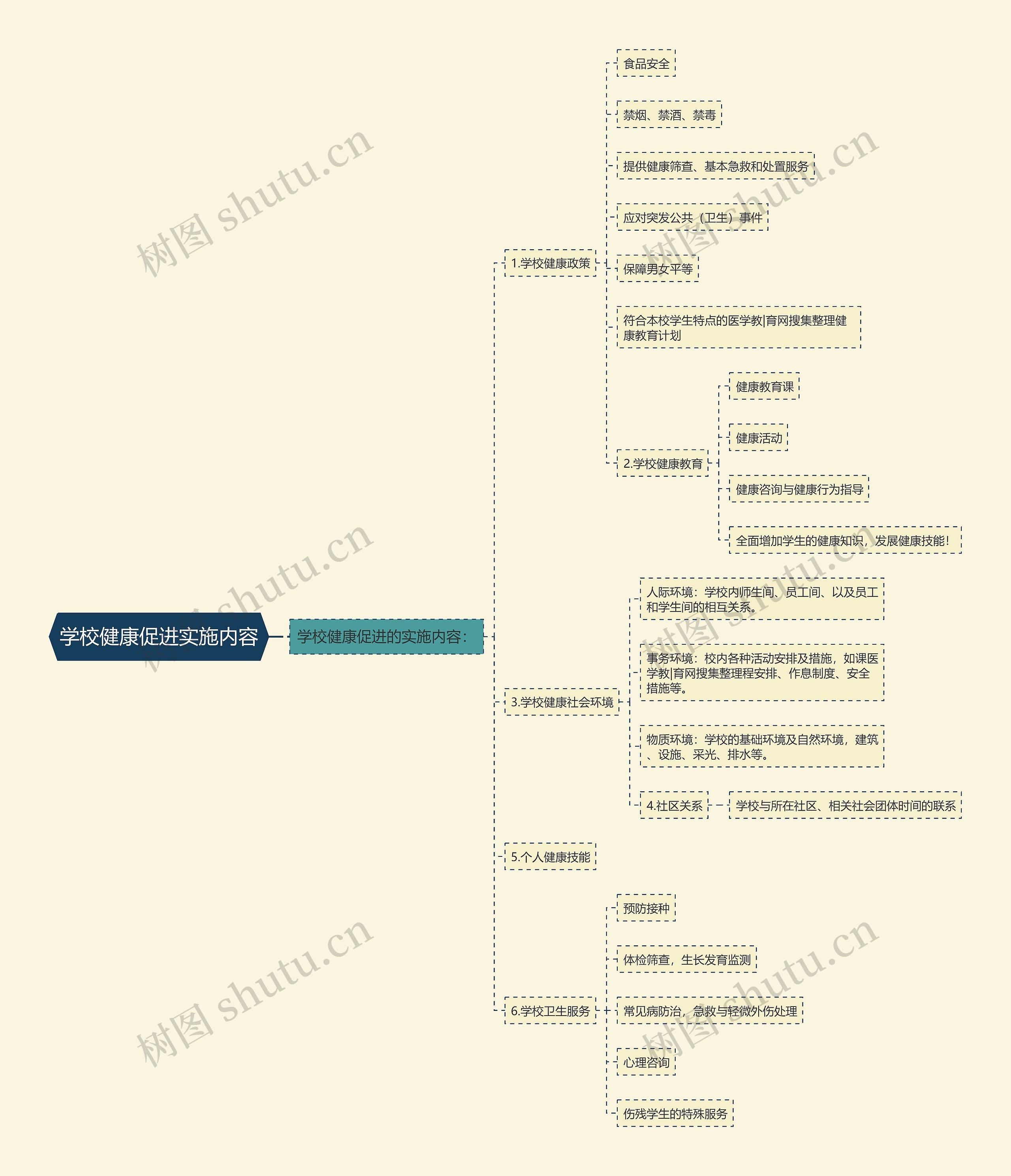学校健康促进实施内容思维导图