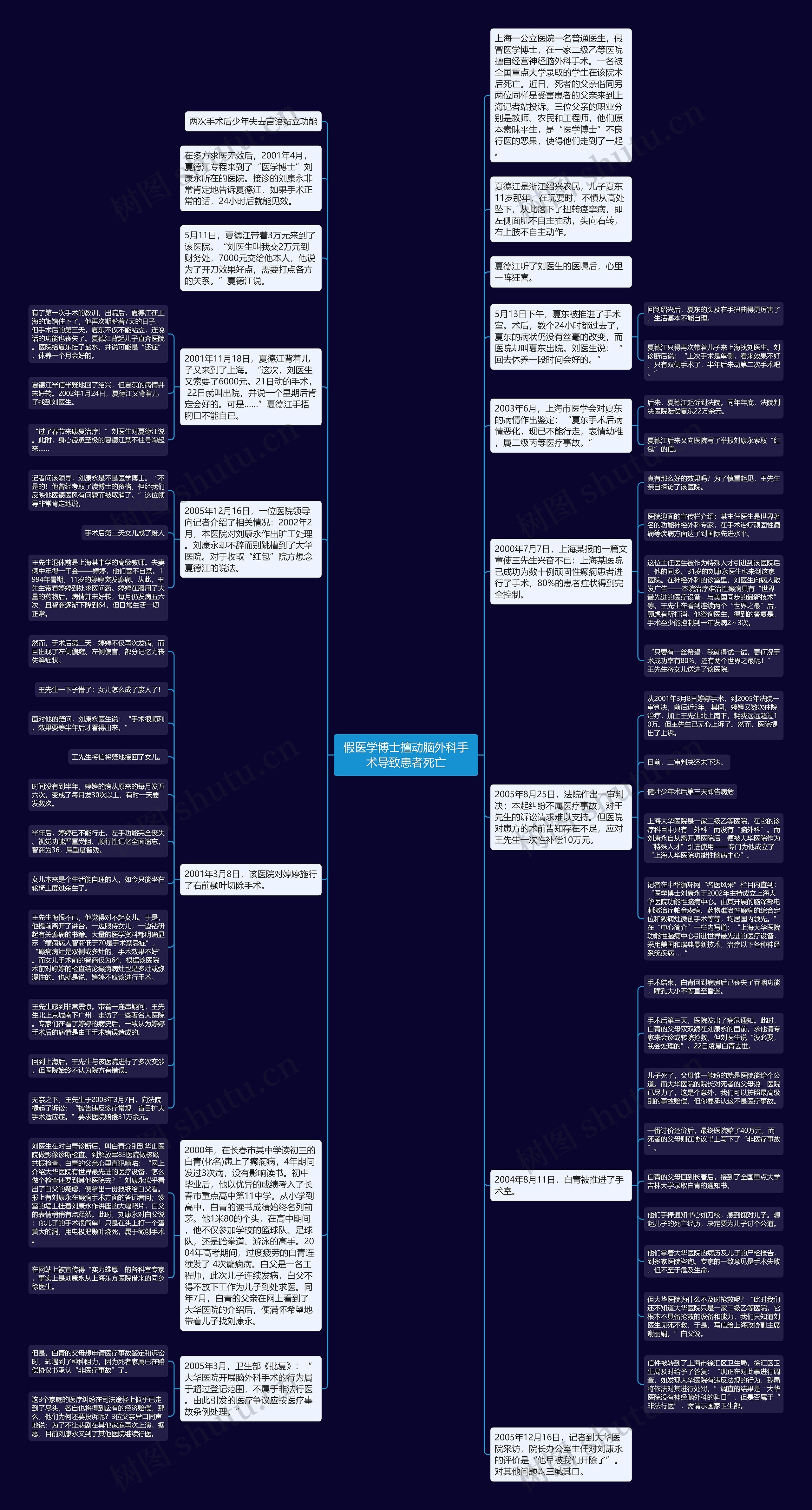 假医学博士擅动脑外科手术导致患者死亡思维导图