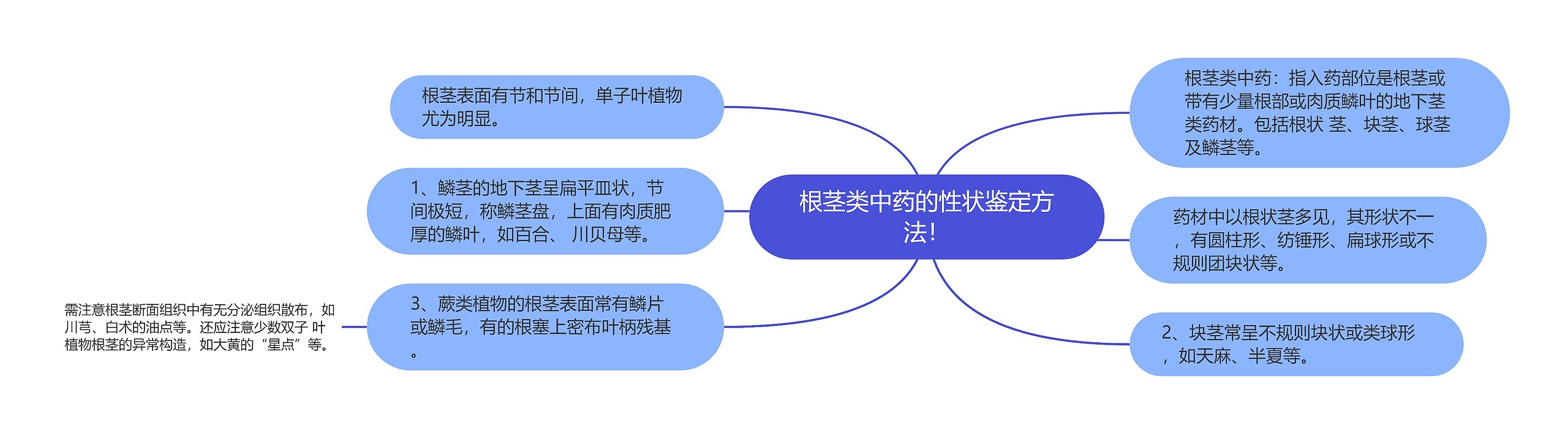 根茎类中药的性状鉴定方法！思维导图