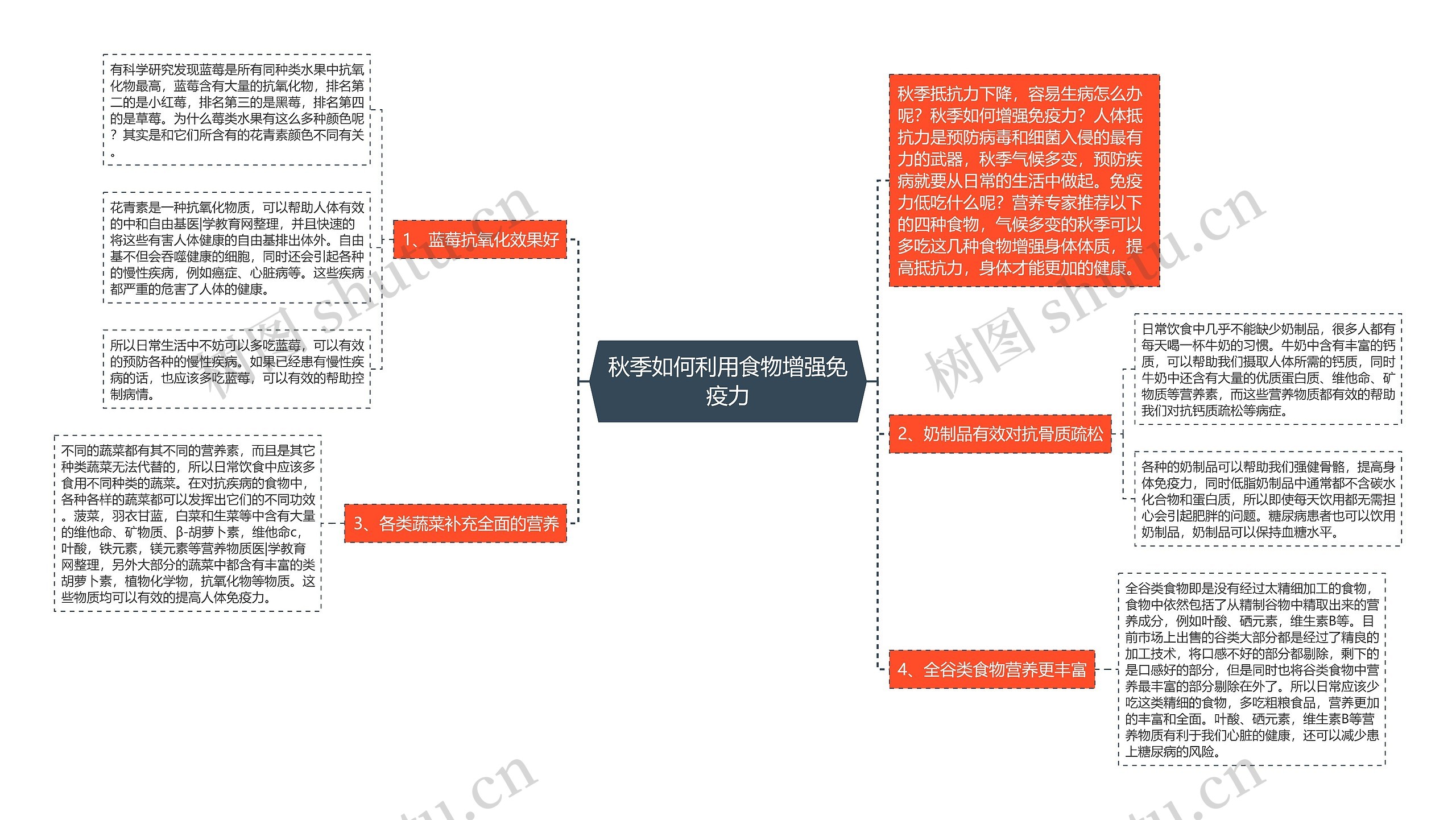 秋季如何利用食物增强免疫力思维导图