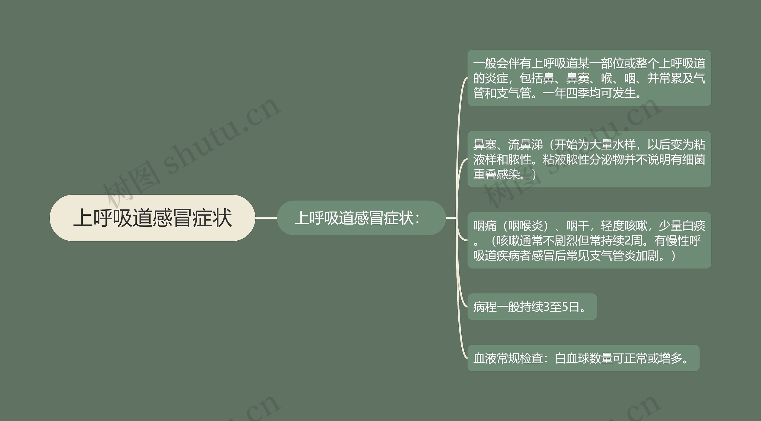 上呼吸道感冒症状思维导图