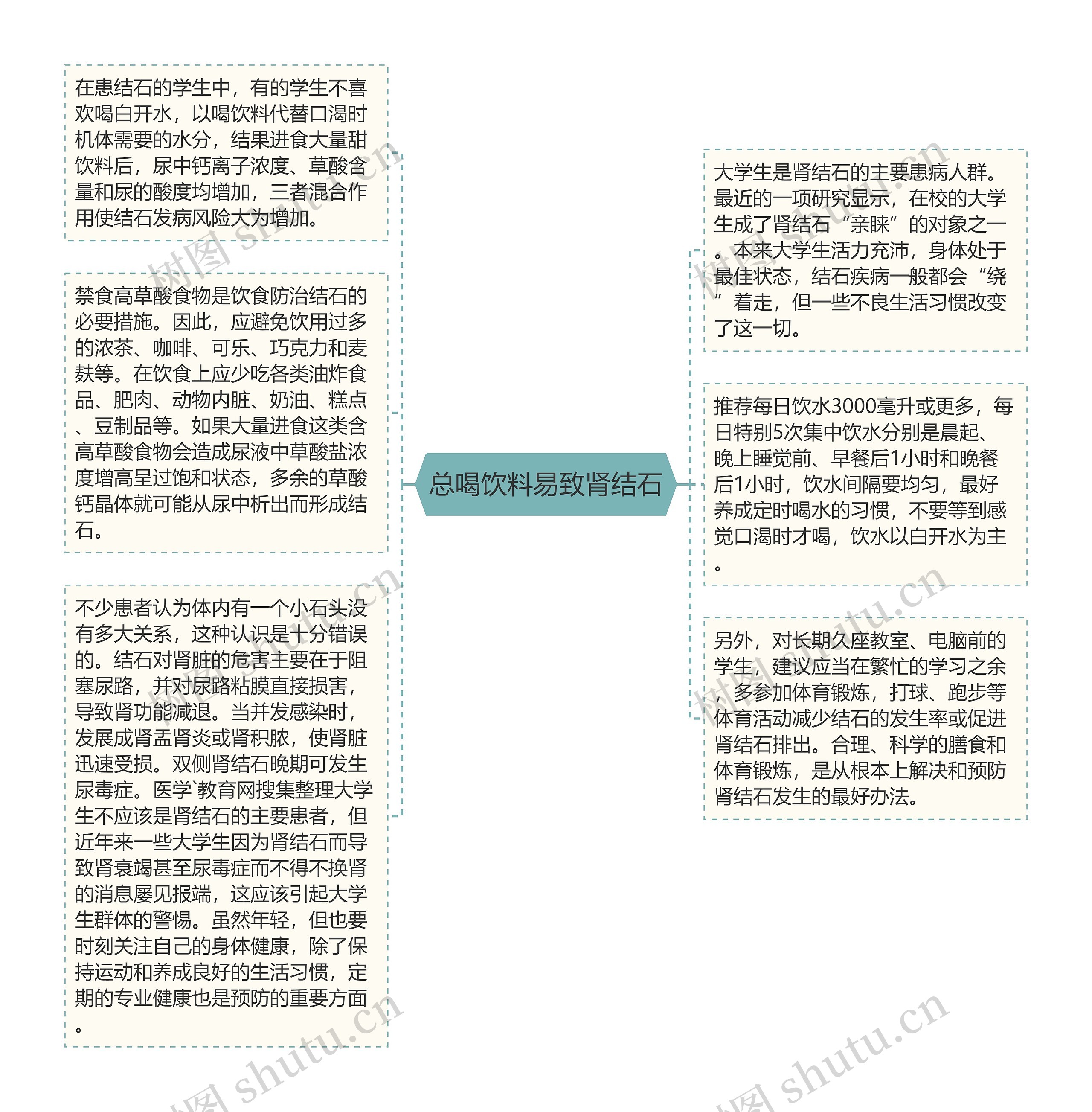 总喝饮料易致肾结石思维导图