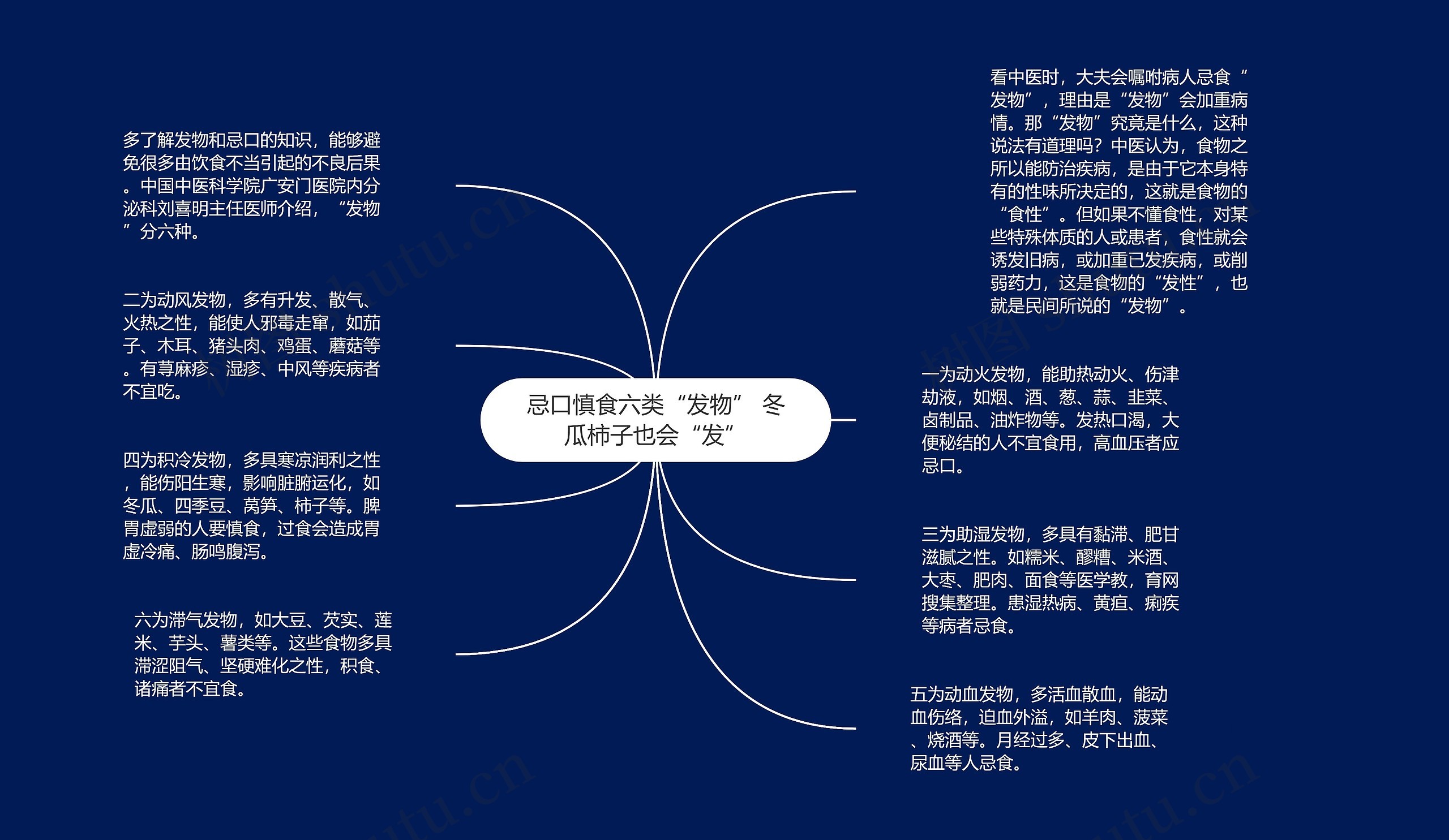 忌口慎食六类“发物” 冬瓜柿子也会“发”思维导图