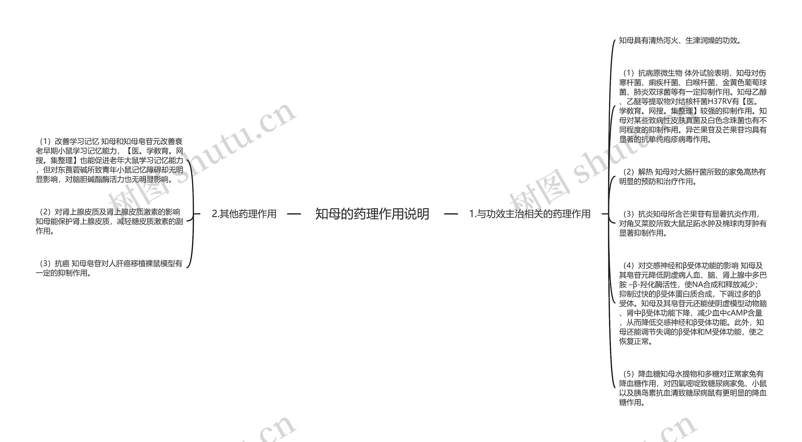 知母的药理作用说明思维导图