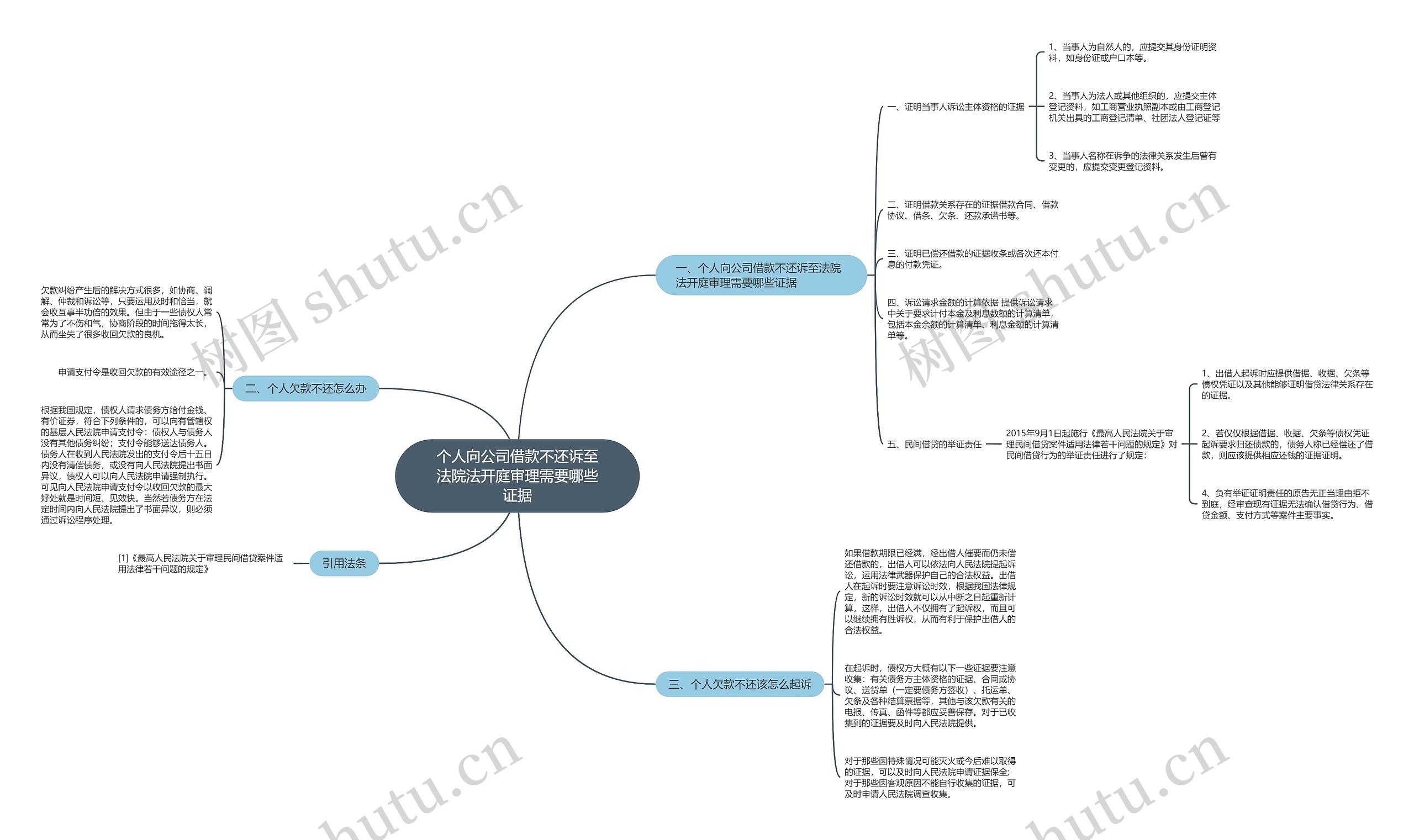 个人向公司借款不还诉至法院法开庭审理需要哪些证据思维导图