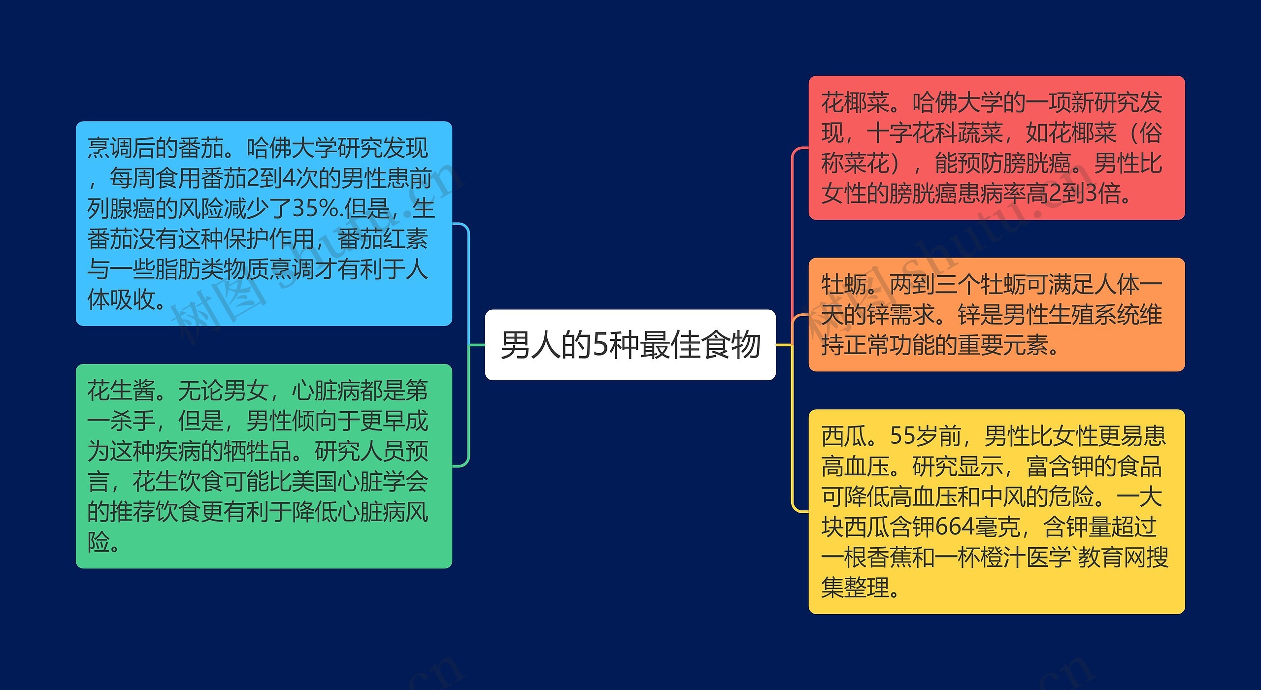 男人的5种最佳食物思维导图