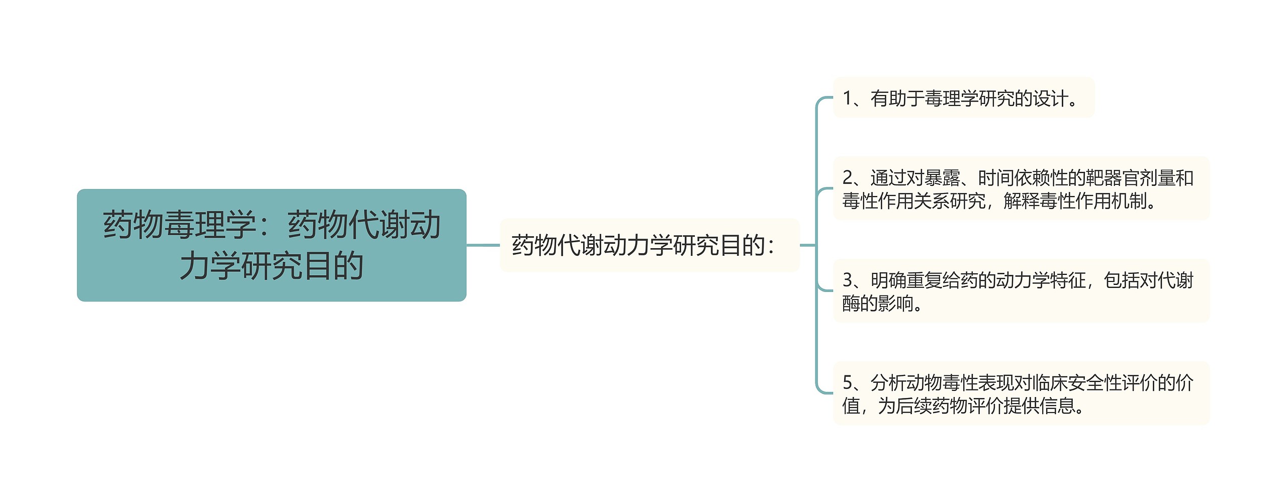 药物毒理学：药物代谢动力学研究目的思维导图