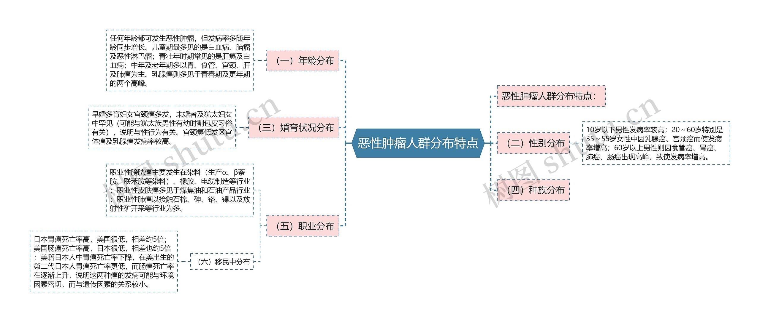 恶性肿瘤人群分布特点思维导图