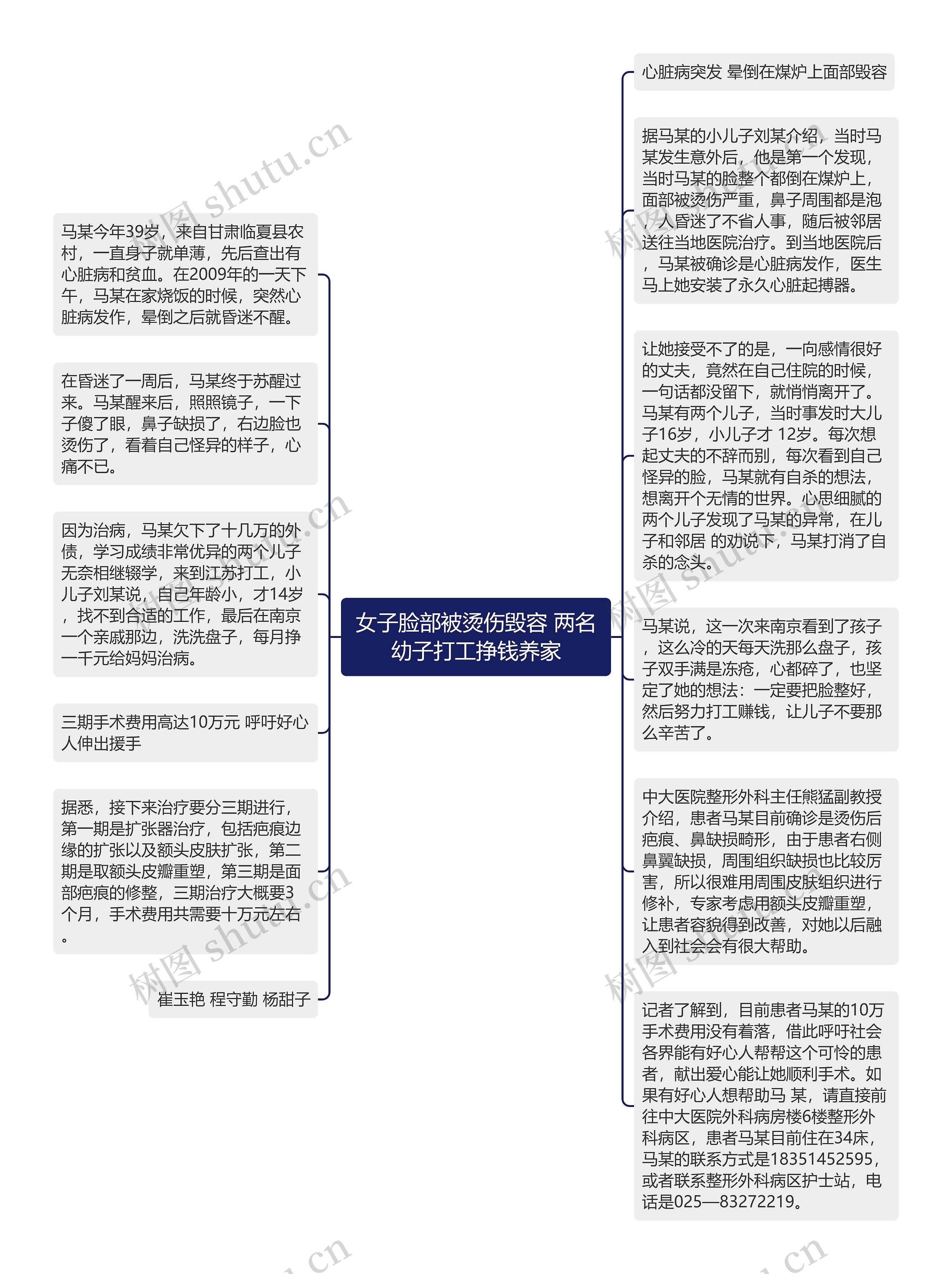 女子脸部被烫伤毁容 两名幼子打工挣钱养家思维导图