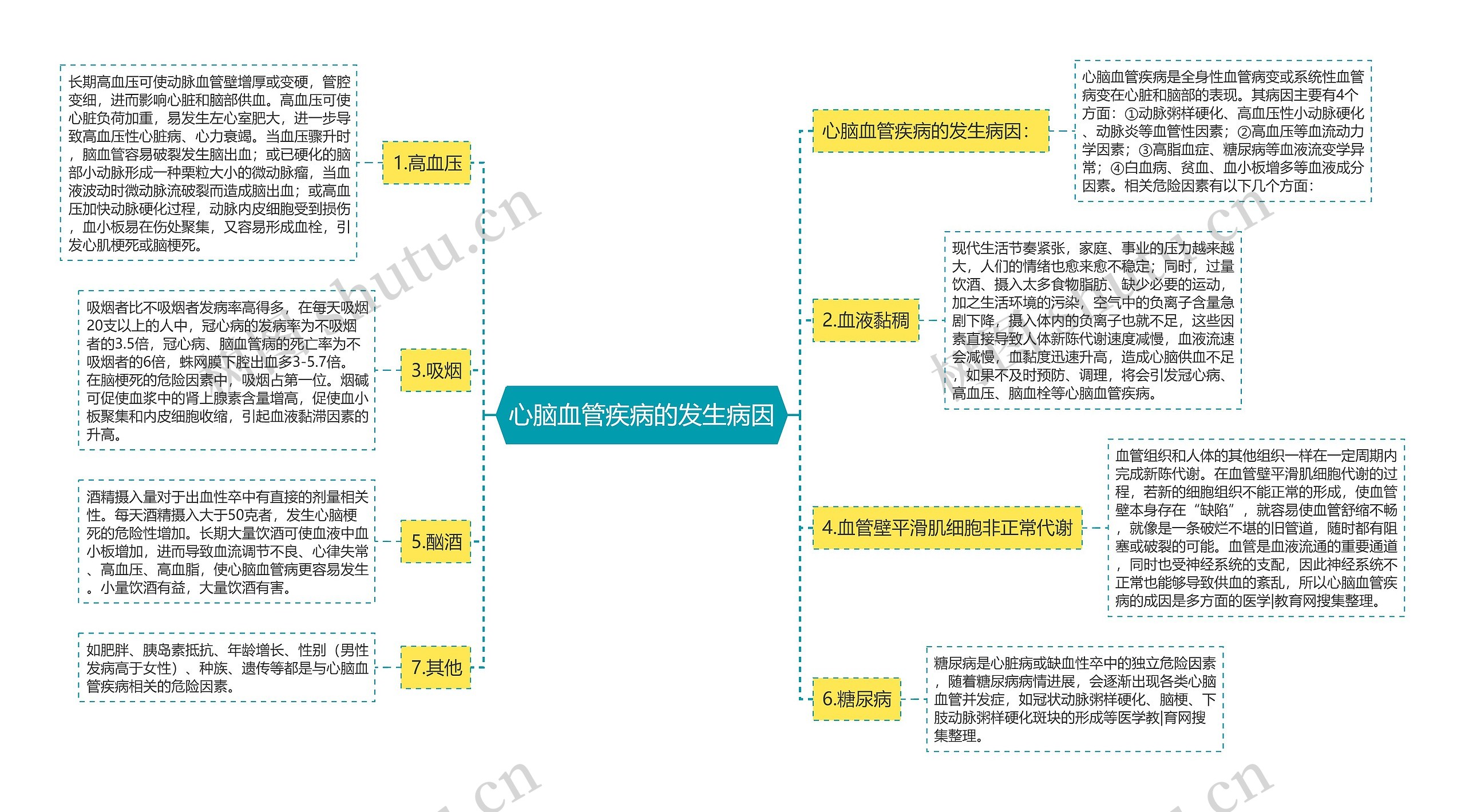 心脑血管疾病的发生病因思维导图