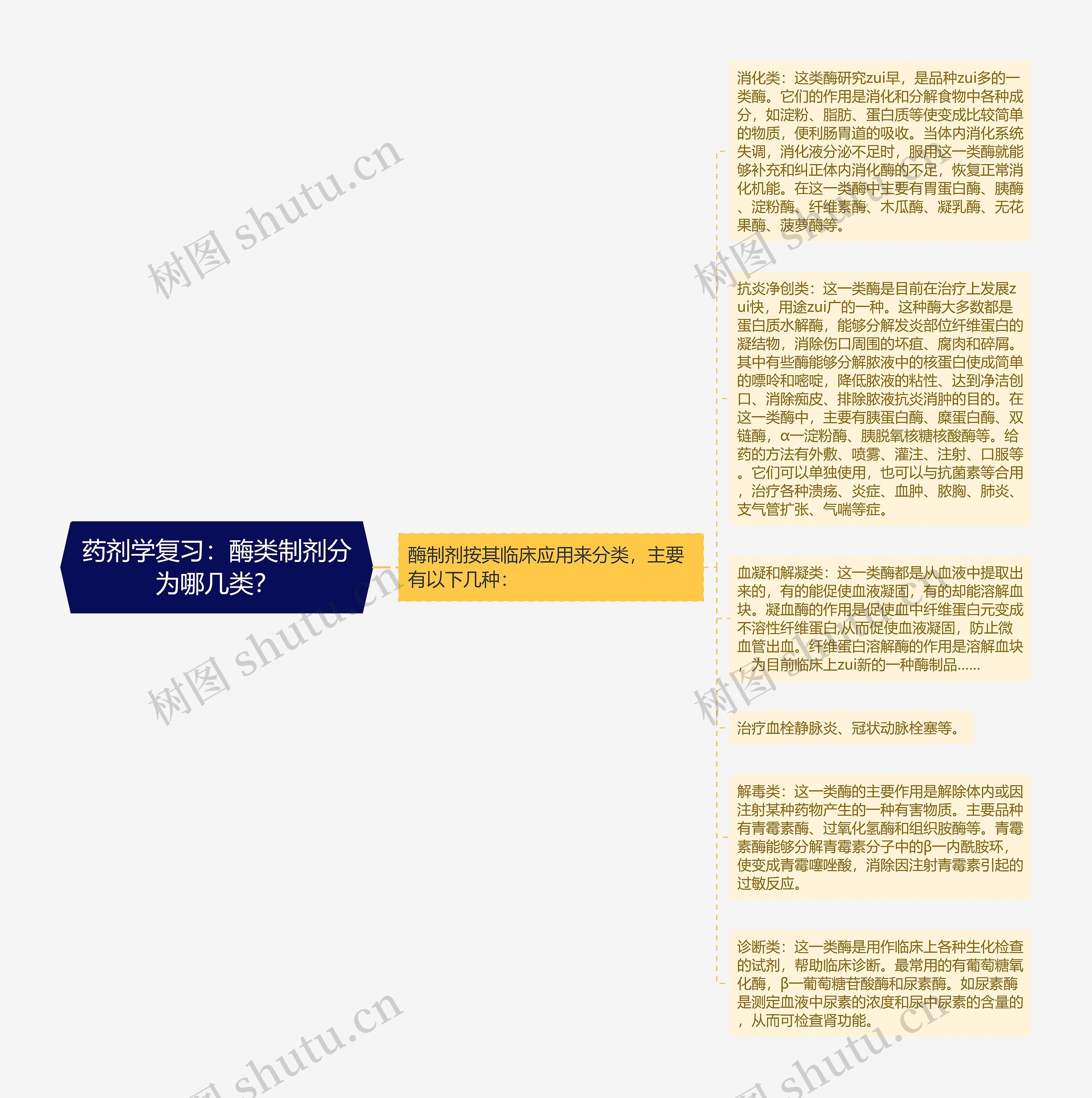 药剂学复习：酶类制剂分为哪几类？思维导图