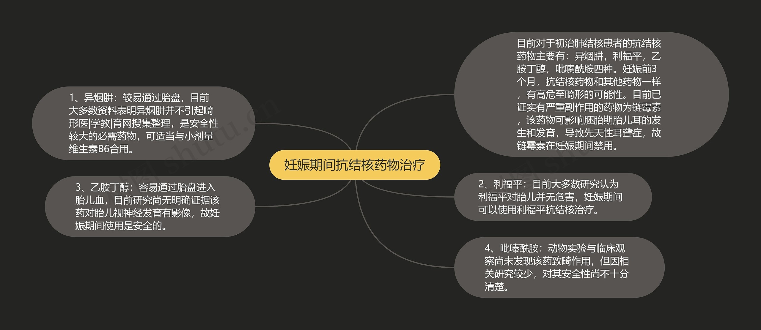 妊娠期间抗结核药物治疗思维导图