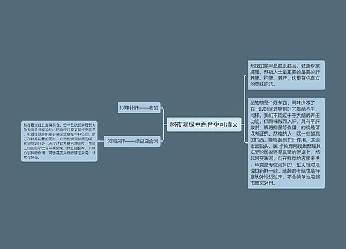 熬夜喝绿豆百合粥可清火